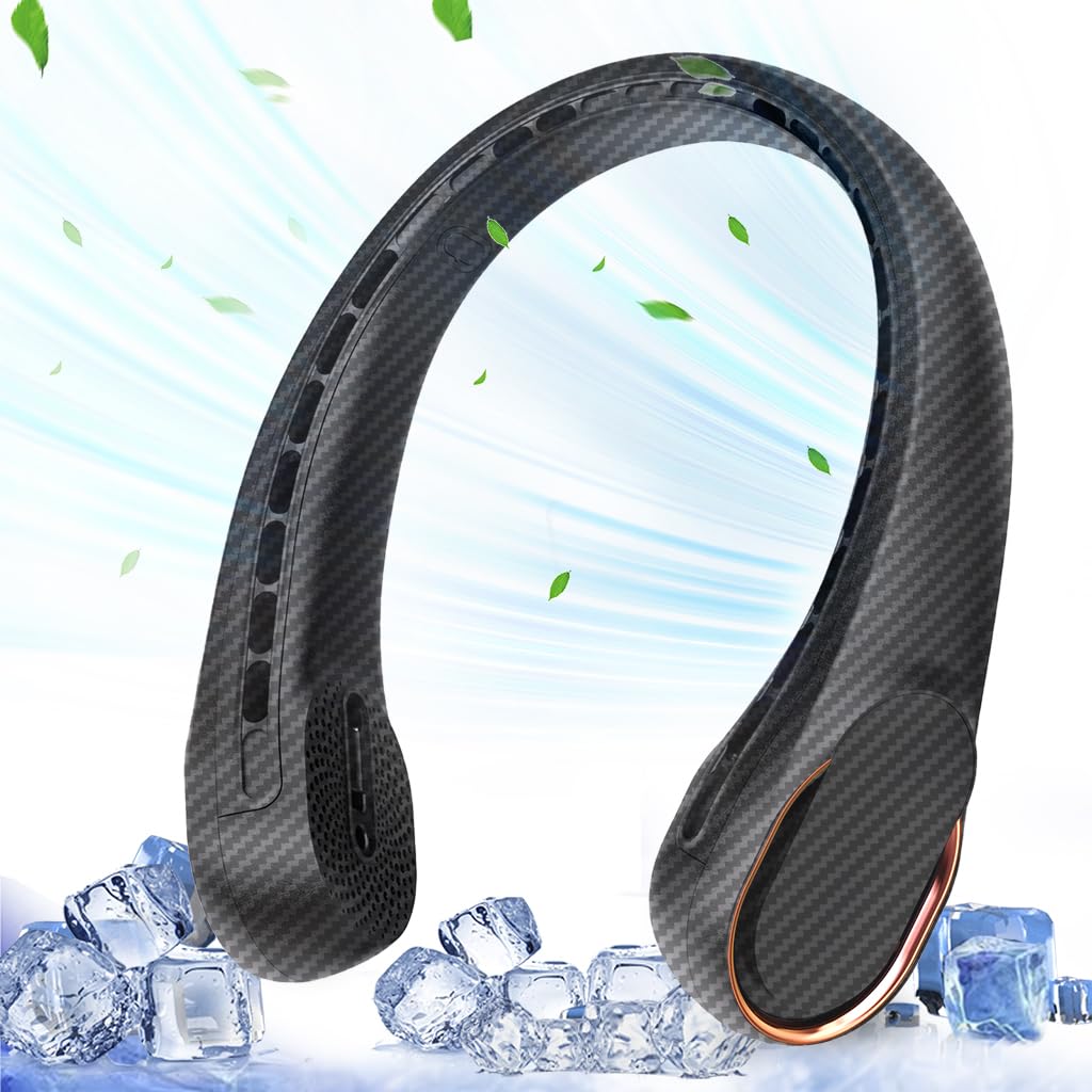 Asnug Neck Fan, Bladeless Neck Fan, 4000 Mah Rechargeable Personal Fan, 360 Hands Free Wearable Fan, 3 Speeds Adjustable,Faster