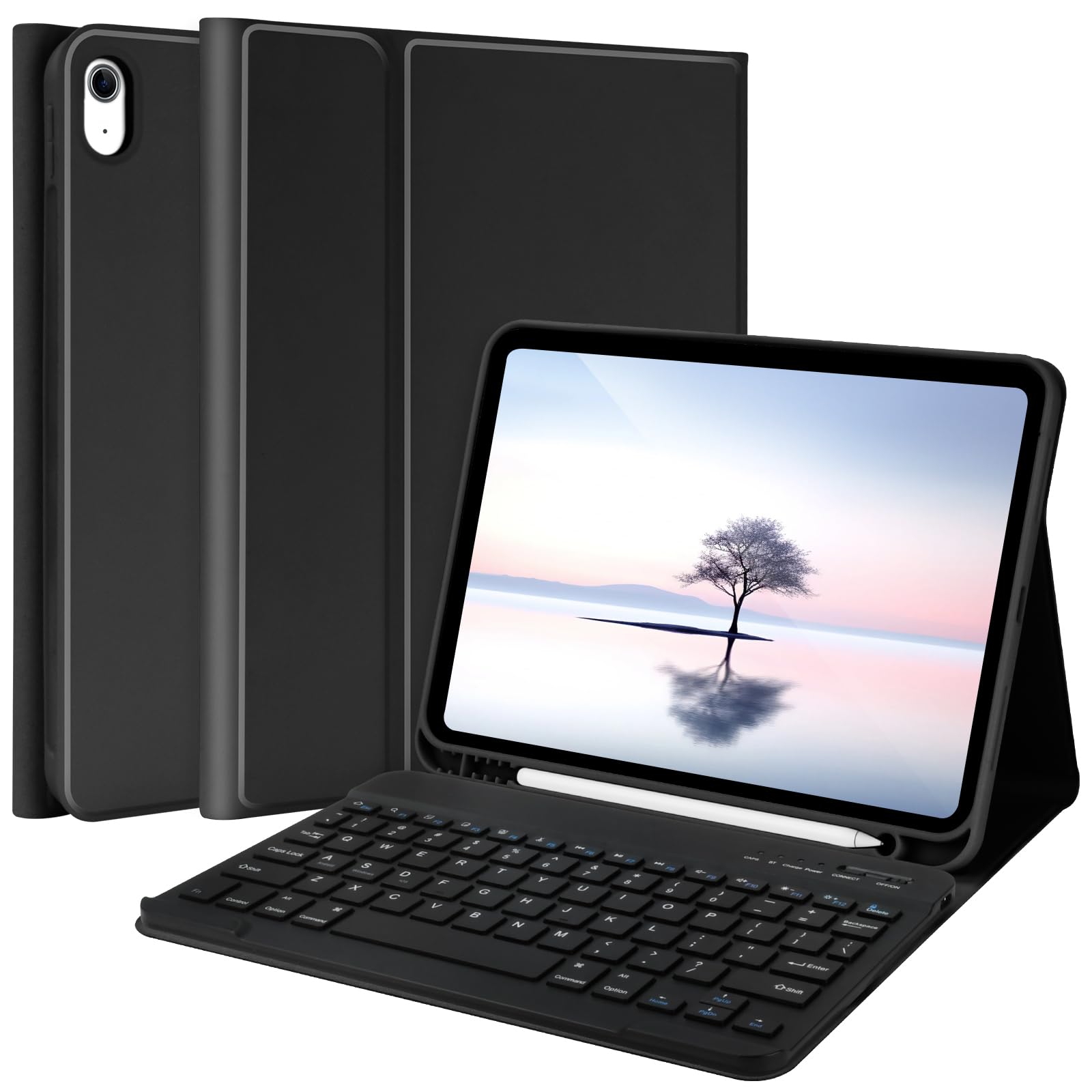 TQQ for iPad 10th Generation Case with Keyboard (10.9, 2022),iPad Keyboard Case for 10.9 10th Gen, Detachable - Pencil Holder - 
