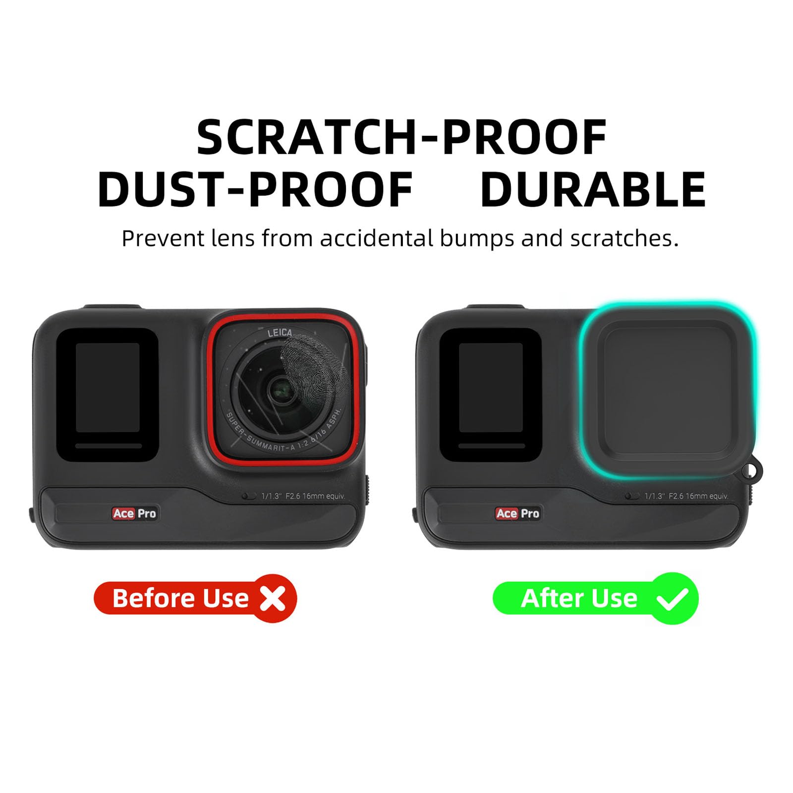 Eugoocx 2Pcs Silicone Lens Cap For Insta360 Ace Pro, Sports Camera Lens Protective Cover For Insta 360 Accessories (2Pcs Black)