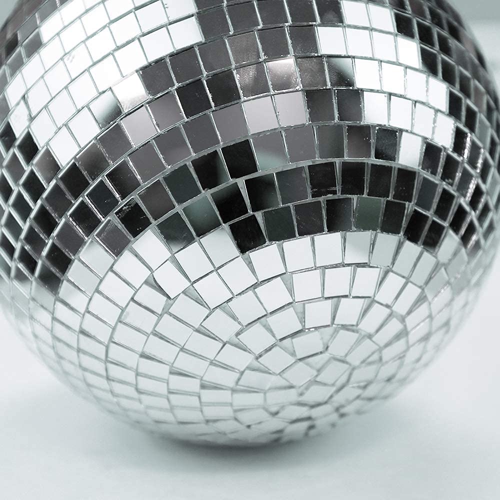 Boshen 12'' Disco Mirror Ball With Hanging Ring Silver Party Disco Ball Light For Party Xmas Dj Stage Lighting Effect