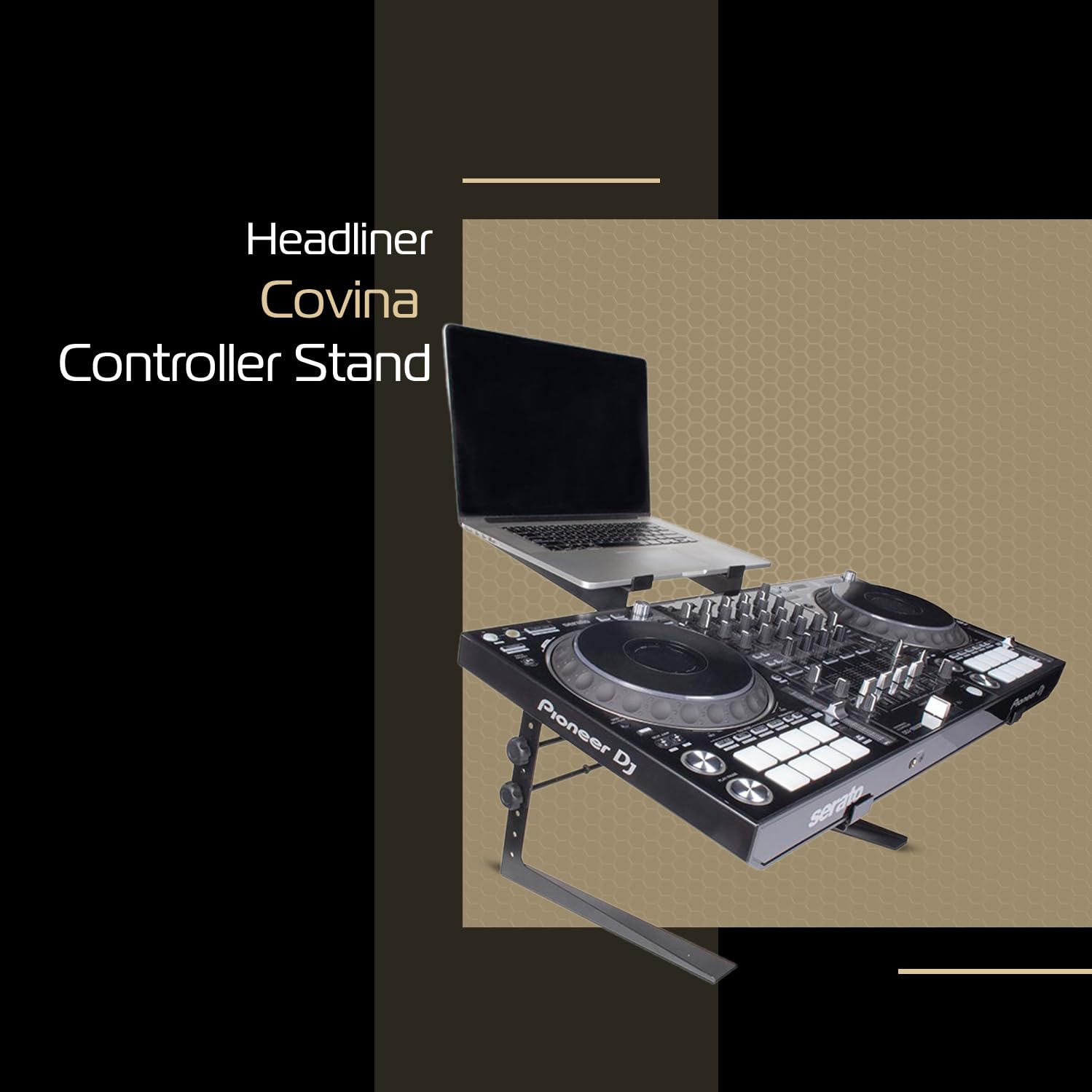 Headliner Covina Portable Dual Dj Controller Stand; Adjustable And Durable Dj Stand For Controller And Laptop; Perfect For Your