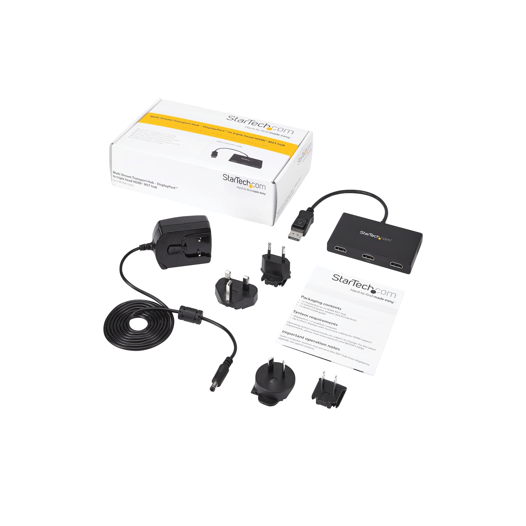 3 Port Multi Monitor Adapter   Displayport 1.2 To 3X Hdmi Mst Hub   Triple 1080P Hdmi Monitors   Video Splitter For Extended Des