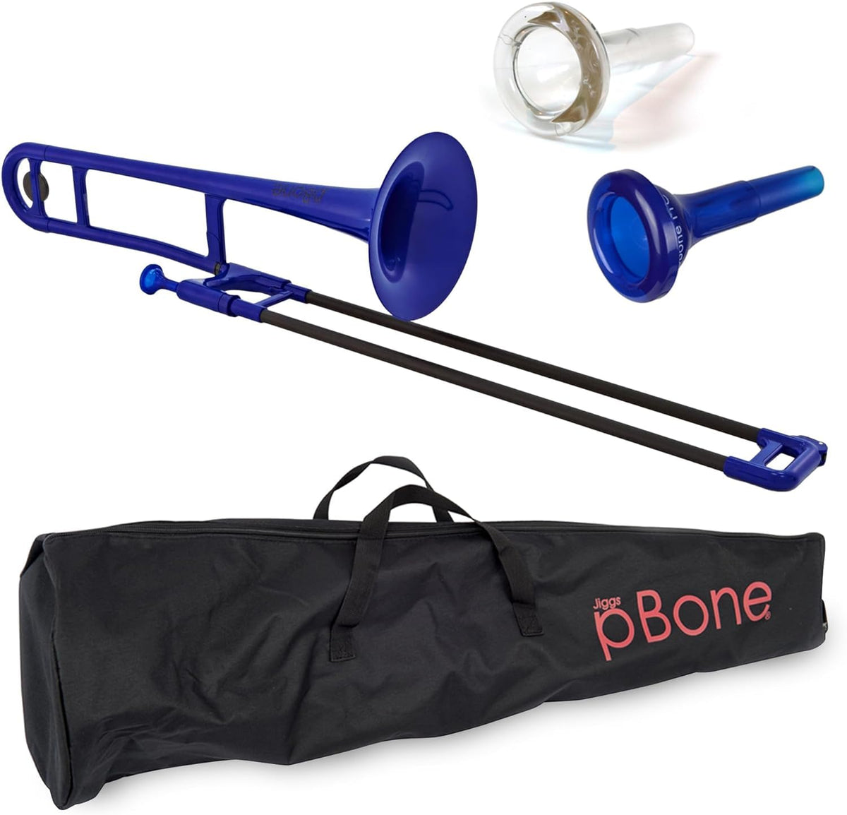 PINSTRUMENTS Plastic pBone Trombone - Mouthpieces and Carrying Bag - Lightweight Versatile, Comfortable Ergonomic Grip - Bb Auth