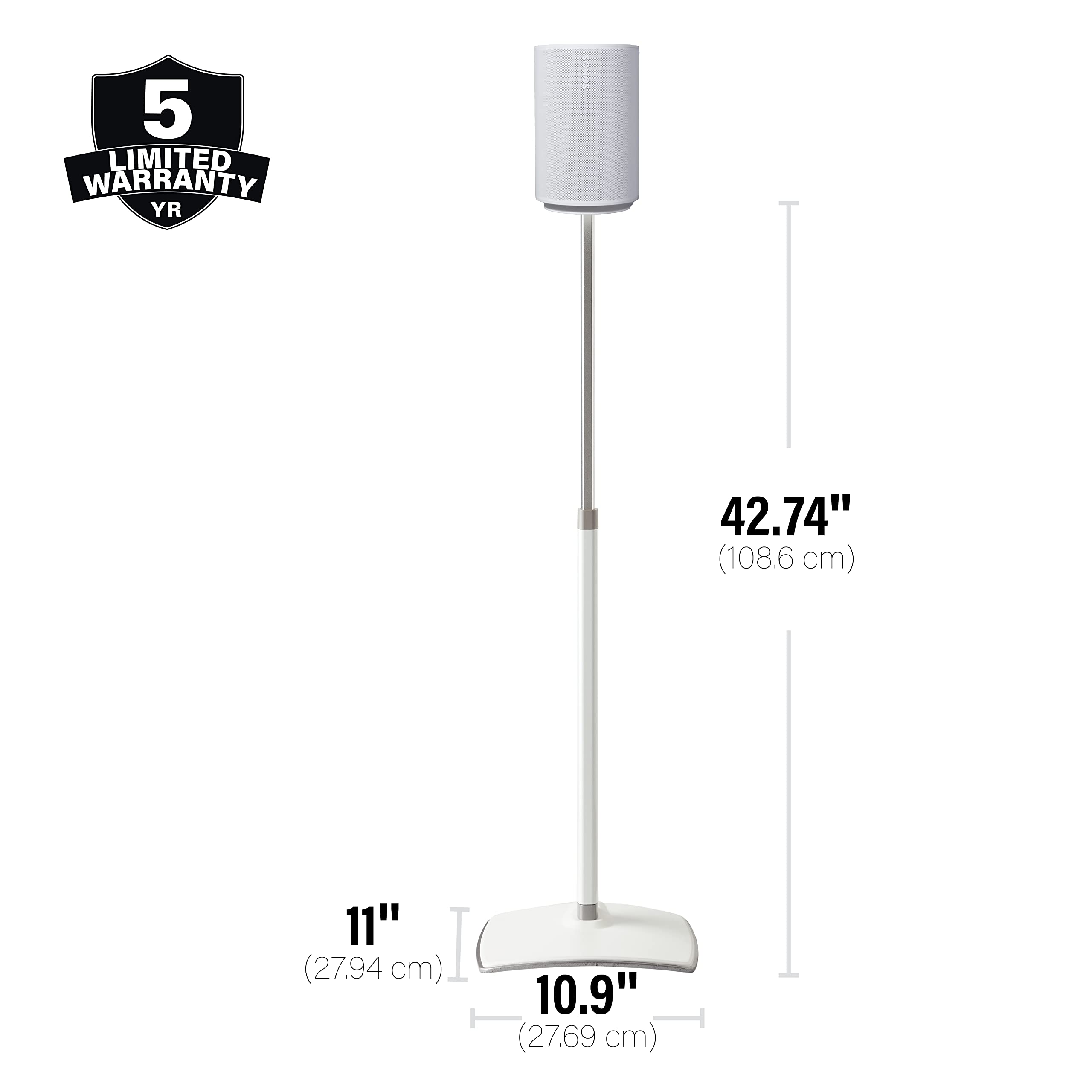 Sanus Height Adjustable Speaker Stand For Sonos Era 100 (White)   Wsse1A1 W2