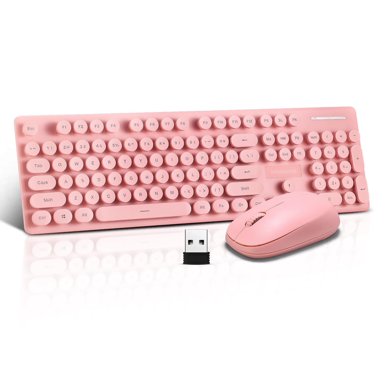 Wireless Keyboard and Mouse Combo, Full Size Compact Quiet Wireless Keyboard and Mouse Set 2.4G Ultra-Thin Sleek Design for Wind