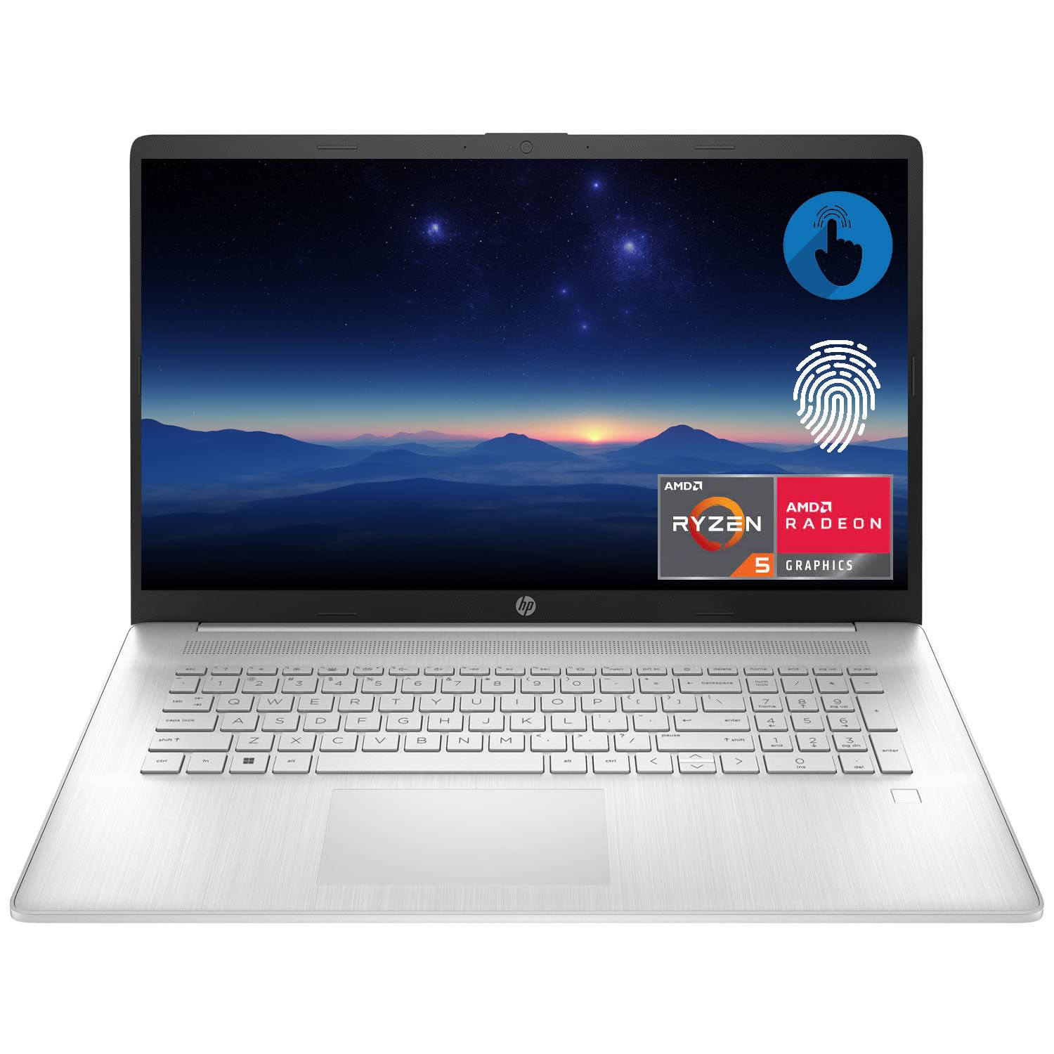 HP 17 Laptop, 17.3 HD+ Touchscreen, AMD Ryzen 5 5625U, 16GB DDR4 RAM, 1TB PCIe SSD, Wi-Fi, Backlit Keyboard, Fingerprint Reader,
