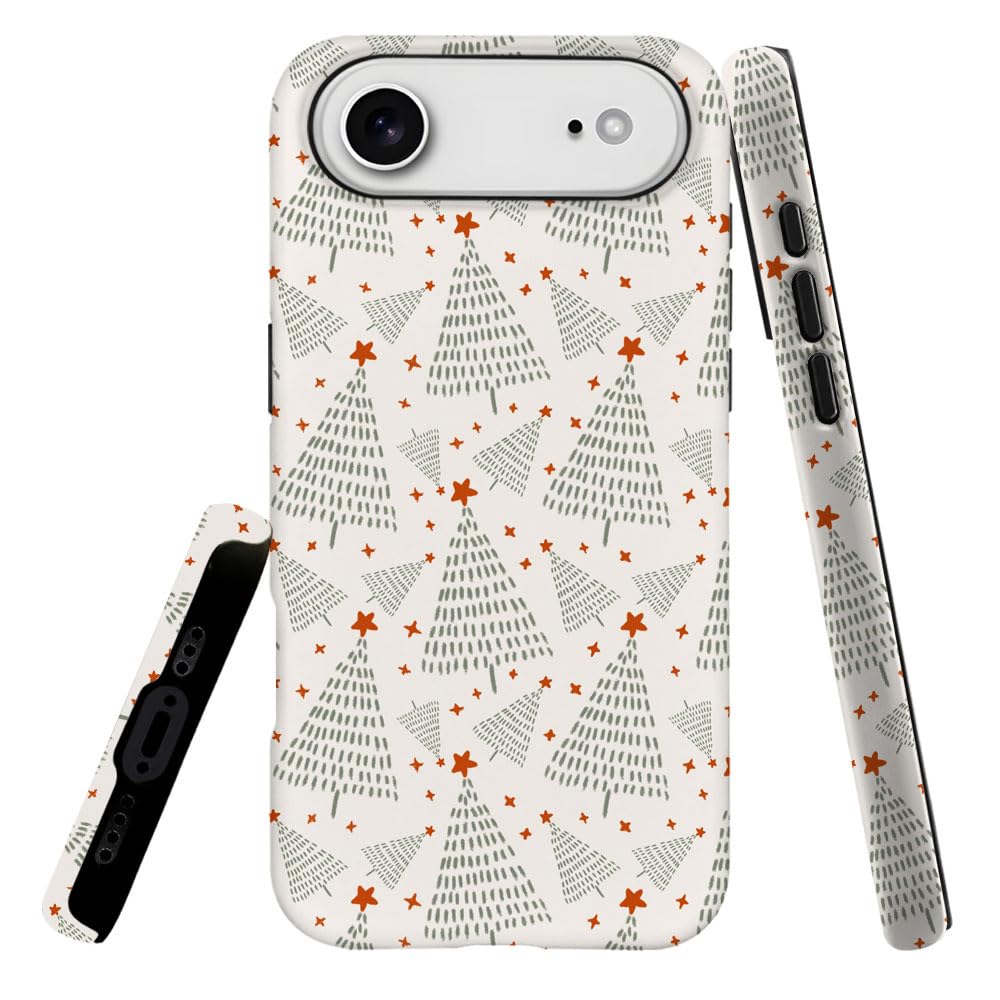 Case Compatible with iPhone 17 Air,Hybrid 2-Layer Hard Shell,Shockproof Soft for Girl Women,Christmas Tree Dot Star