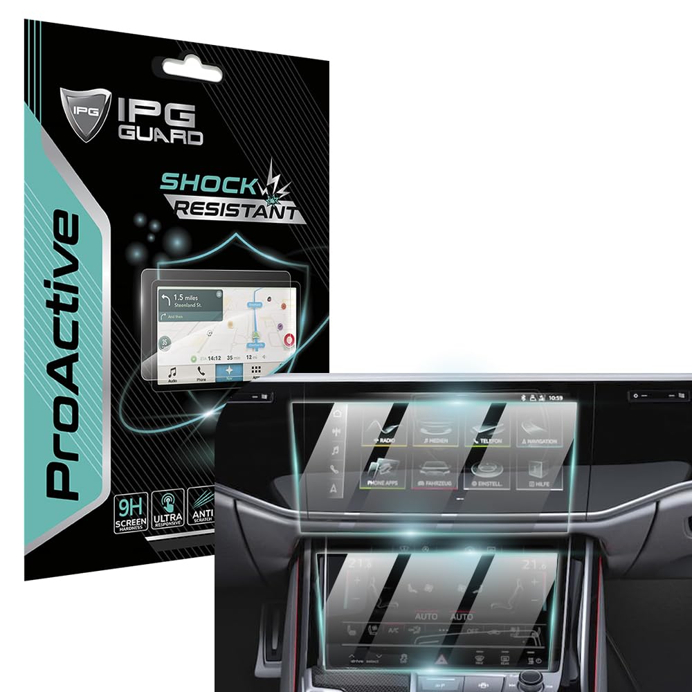 Ipg Proactive For Audi 2018-23 A8L Navigation + Second Touchscreen (2 Pieces) 9H Hardness Screen Protector Smooth Glass Touch Ul