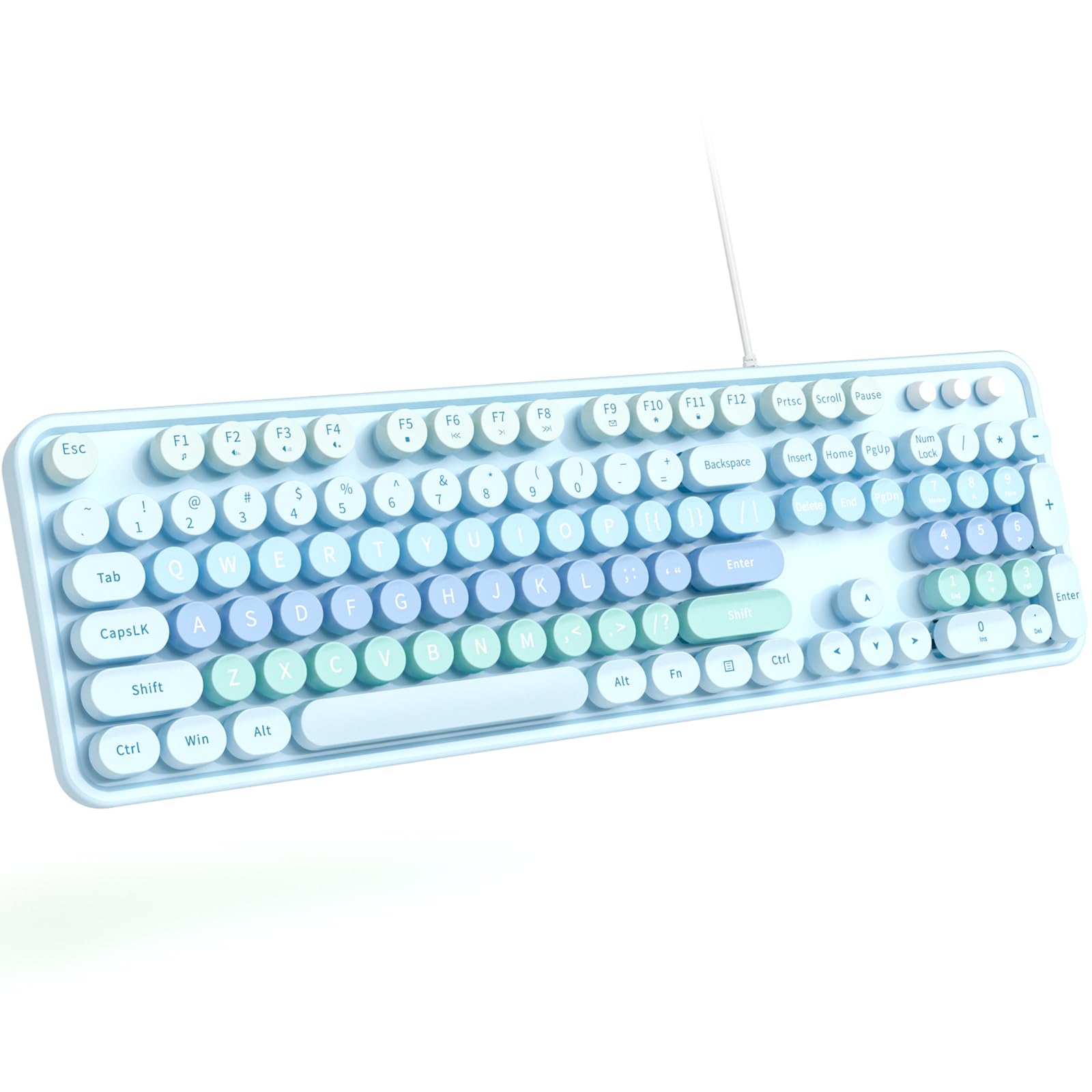 Atelus Large Print Keyboard, Usb Wired Computer Keyboard With Retro Keycaps, Numeric Keypad And Media Hotkey For Office Desktop 