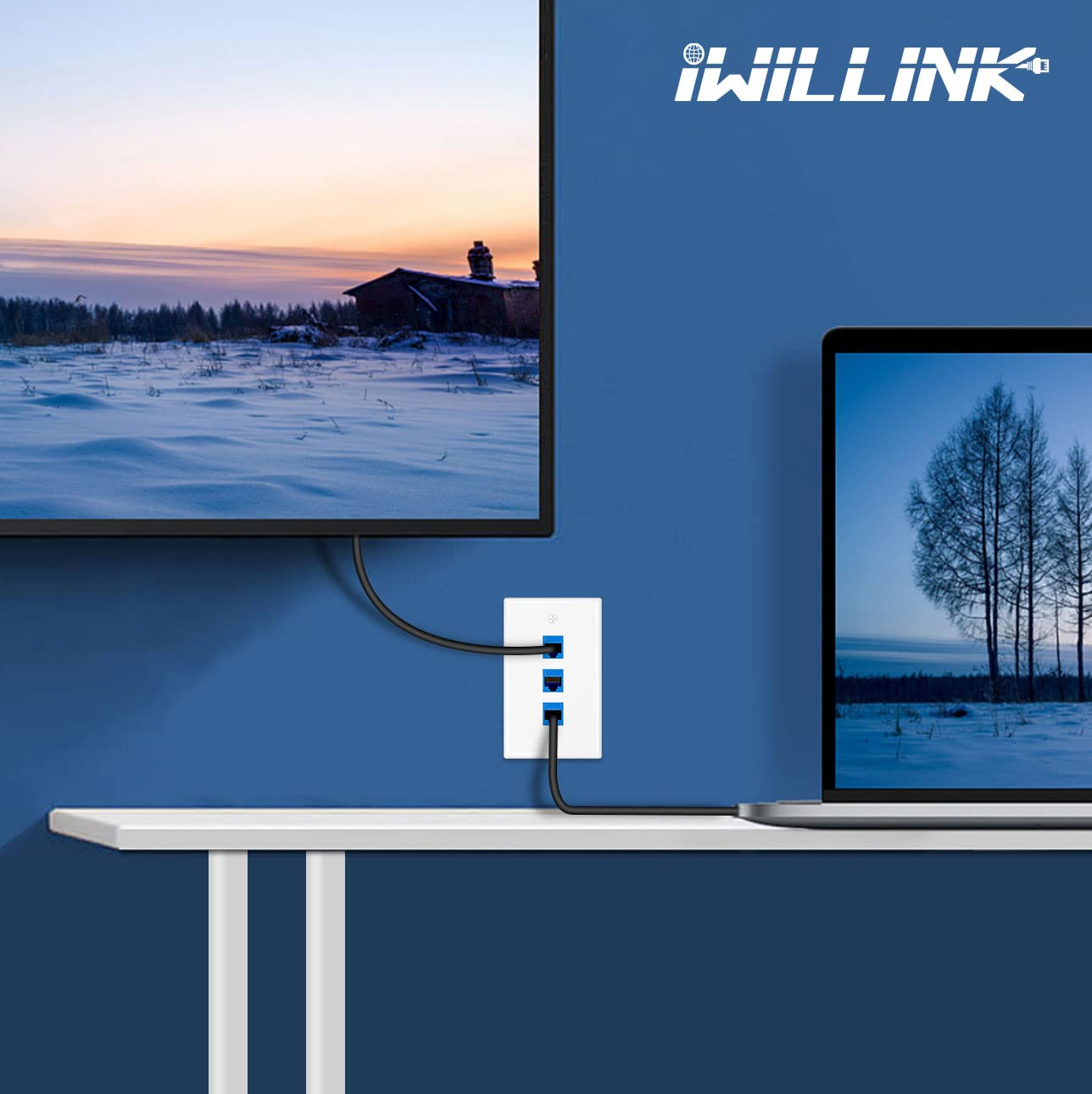 Iwillink 3 Port Keystone Jack Wall Plate 10 Pack, Low Profile Ethernet Wall Plate Single Gang Wall Plates For Keystone Jack, Whi