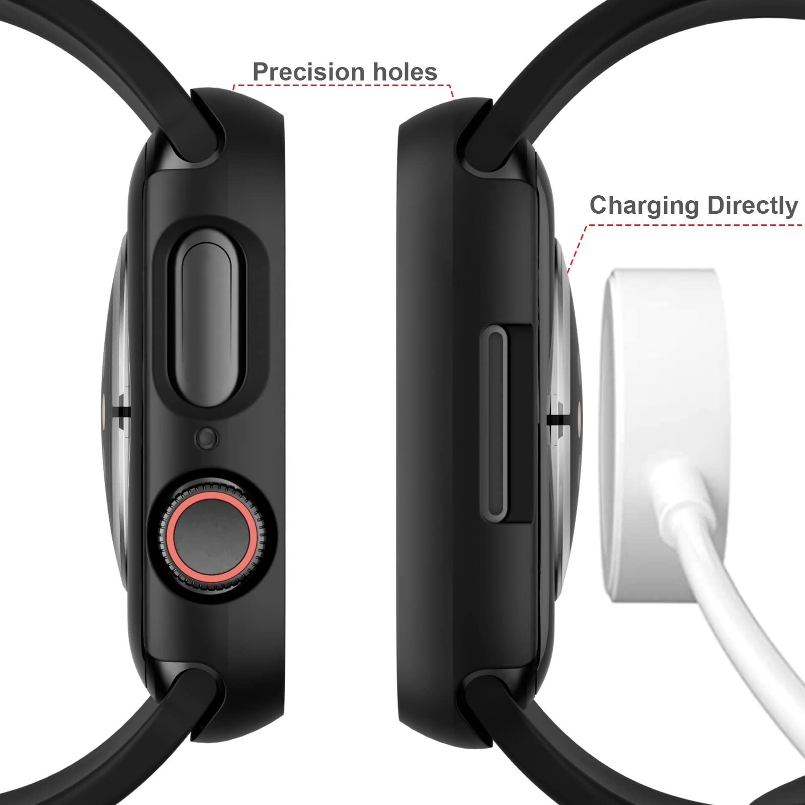 Cuteey 6 Pack Case For Apple Watch Series 9 Series 8 7 41Mm Cover With Built In Tempered Glass Screen Protector, Overall Full Pr