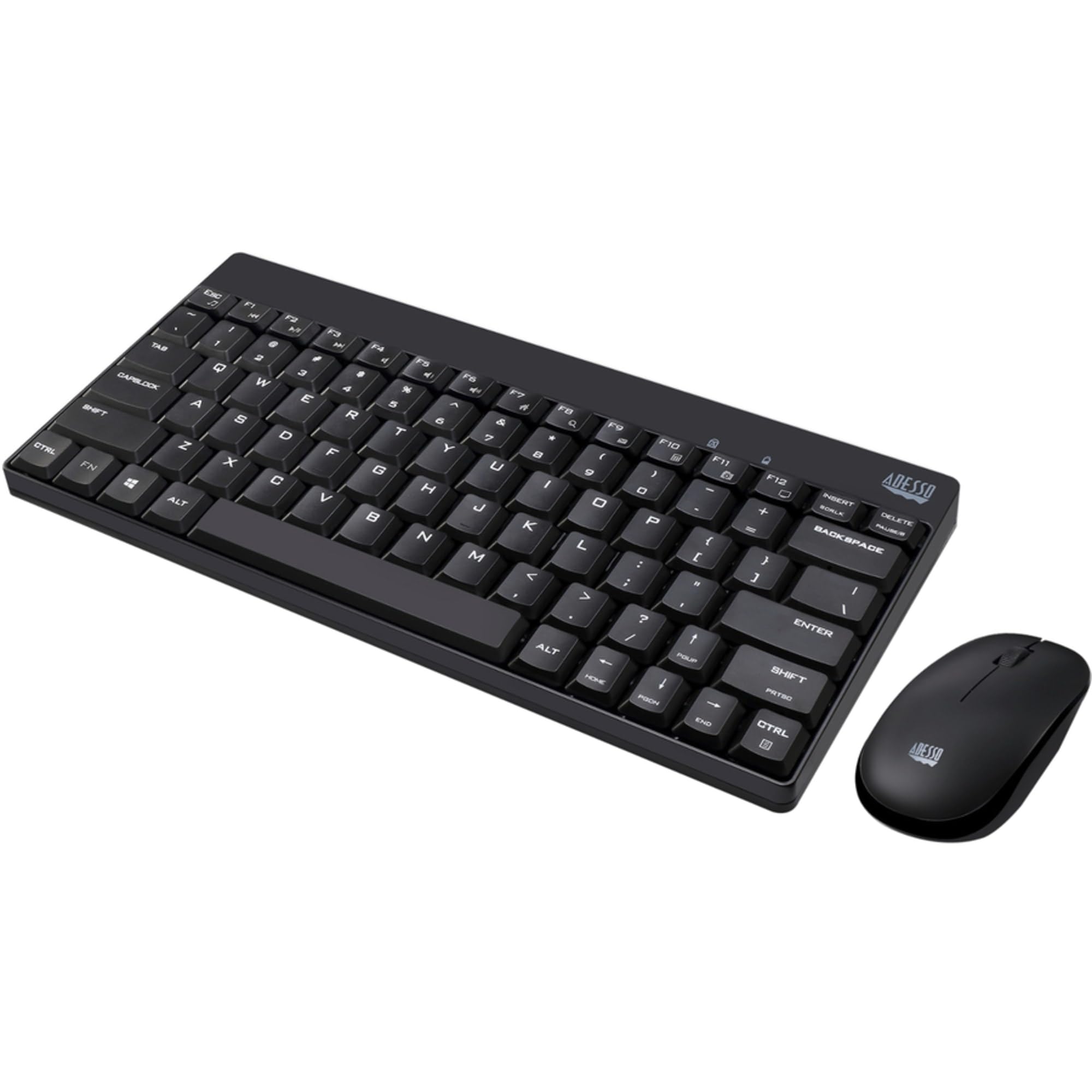 Adesso Wkb-1100Cb Natural Ergonomic Wireless Spill Resistant Mini Keyboard & Mouse Combo,Black