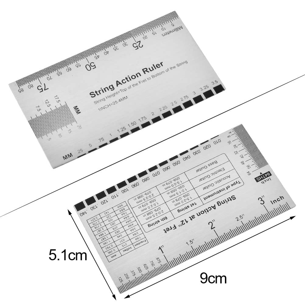 Timesetl 14Pcs Guitar Luthier Tools Set Including Understring Guitar Radius Gauge, String Action Ruler Gauge, Guitar Notched Rad