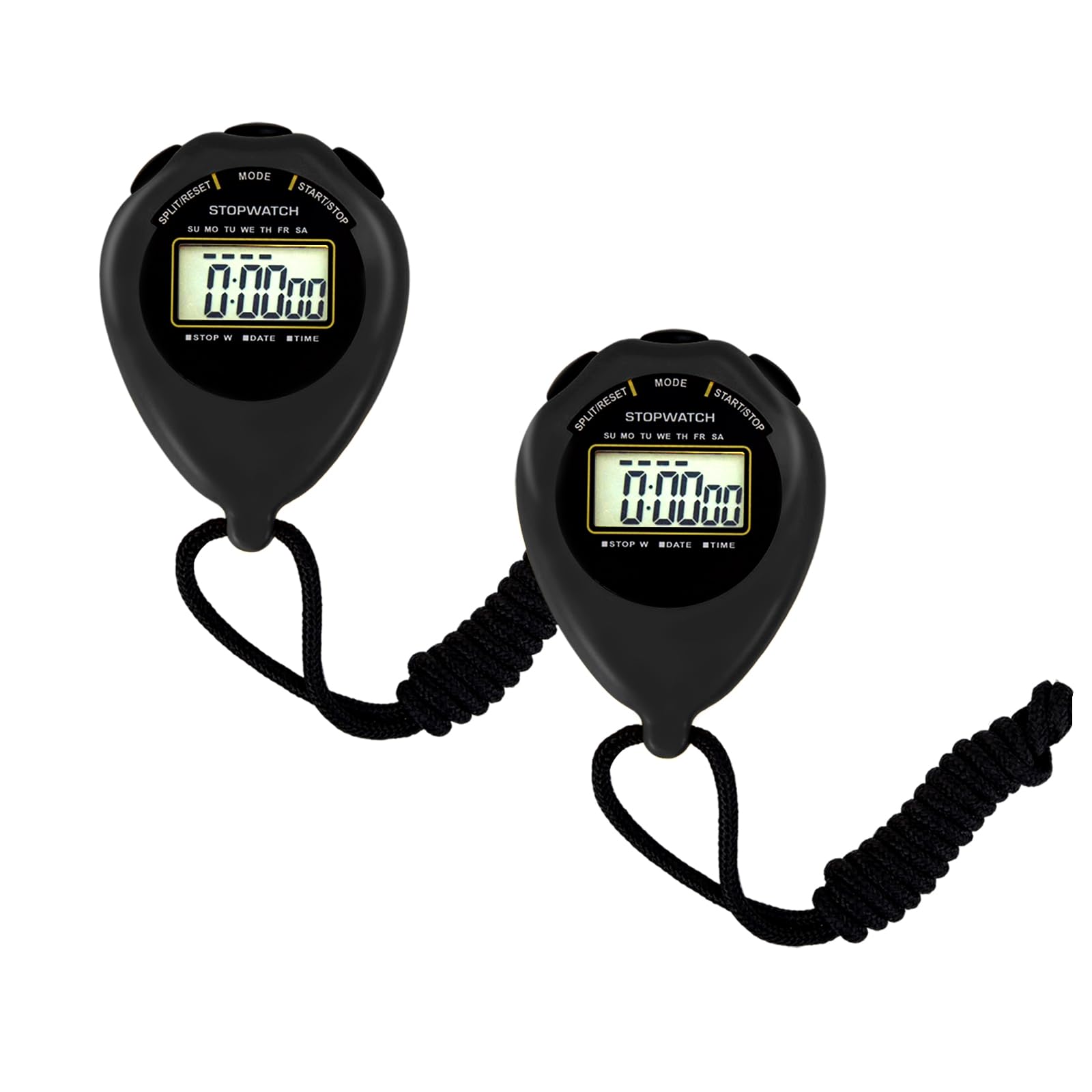 PIAMIG Stopwatch Sport Timer, 2 Pack Large Display Digital Stopwatch Timer with Date Time, No Alarm Silent Easy to Set Stopwatch
