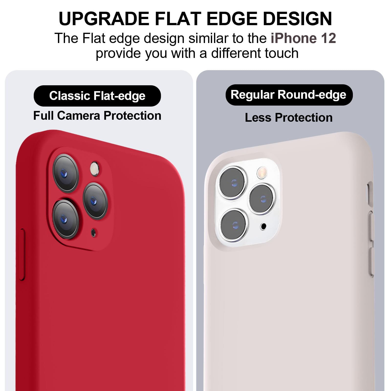 Vooii Compatible With Iphone 11 Pro Max Case, Upgraded Liquid Silicone With [Flat Edges] [Camera Protection] [Soft Anti Scratch