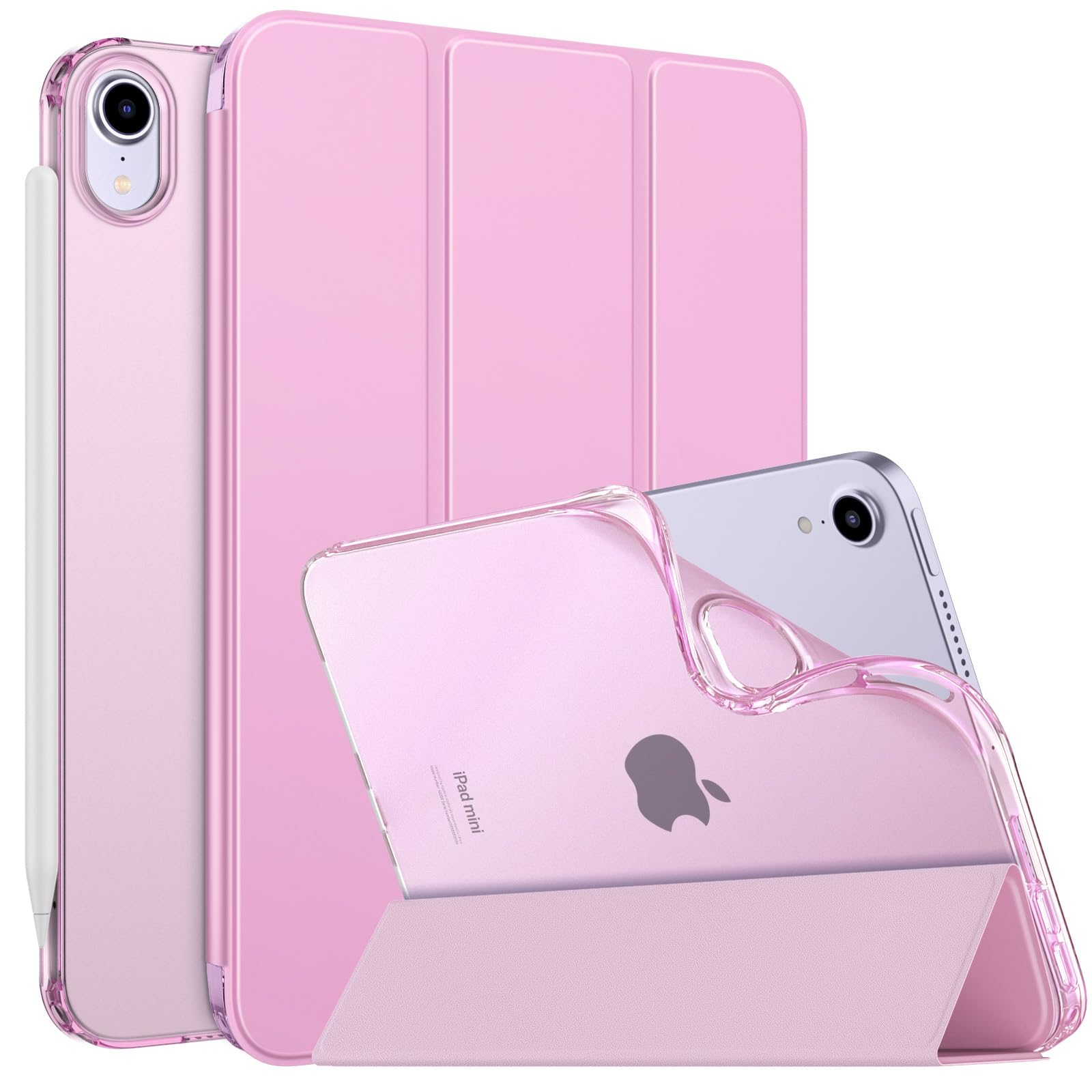 MoKo Case Fit New iPad Mini 7 (A17 Pro) 2024, iPad Mini 6th Generation Case 2021 (8.3 inch), iPad Mini 6 Case, Soft TPU Translucent Frosted Back Cover Case for iPad Mini 7th, Nosegay Pink
