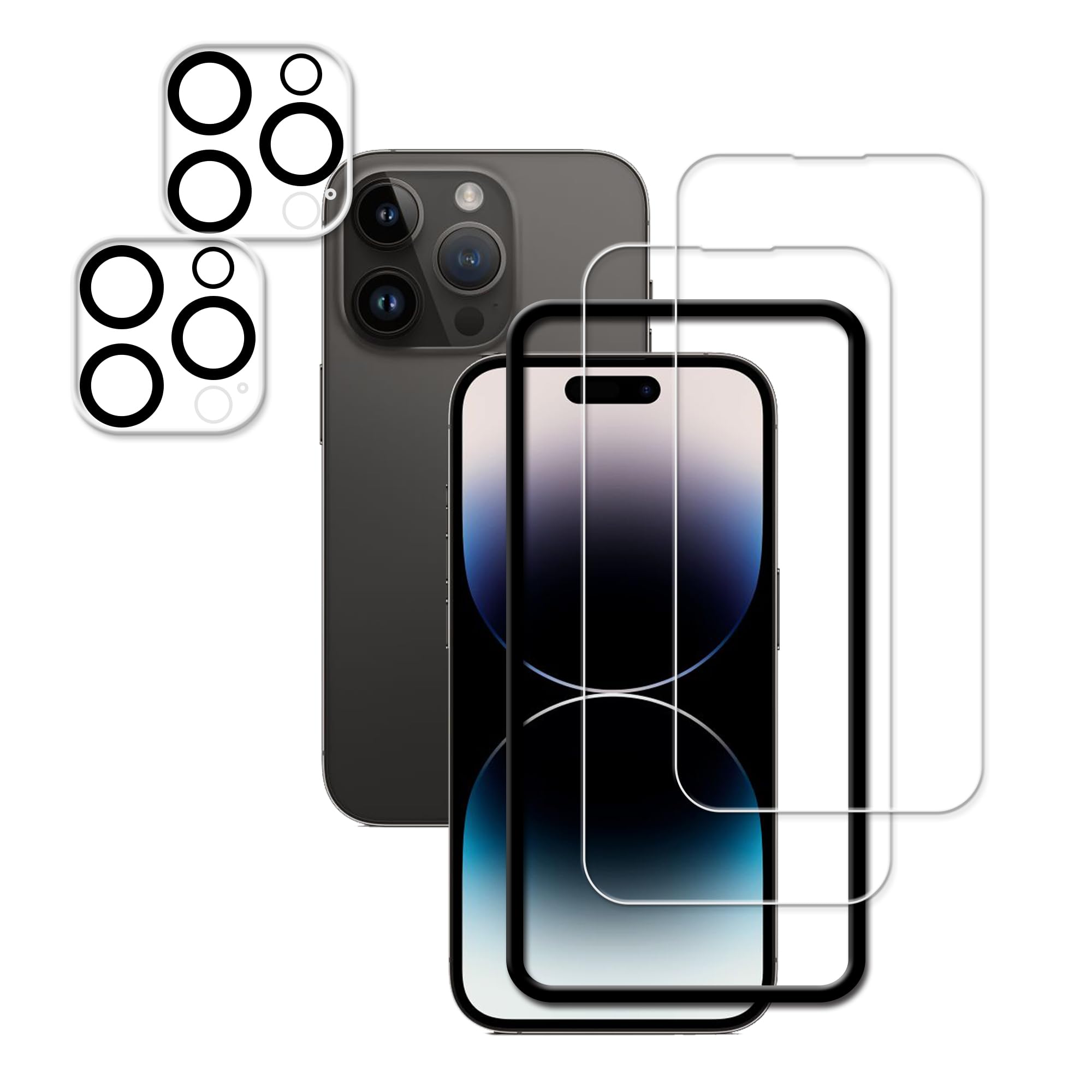 Hkkais Easy Alignment Frame Designed For Iphone14 Pro Max Tempered Glass Screen Protector 2 Pack Camera Lens Protector Film 2 Pa