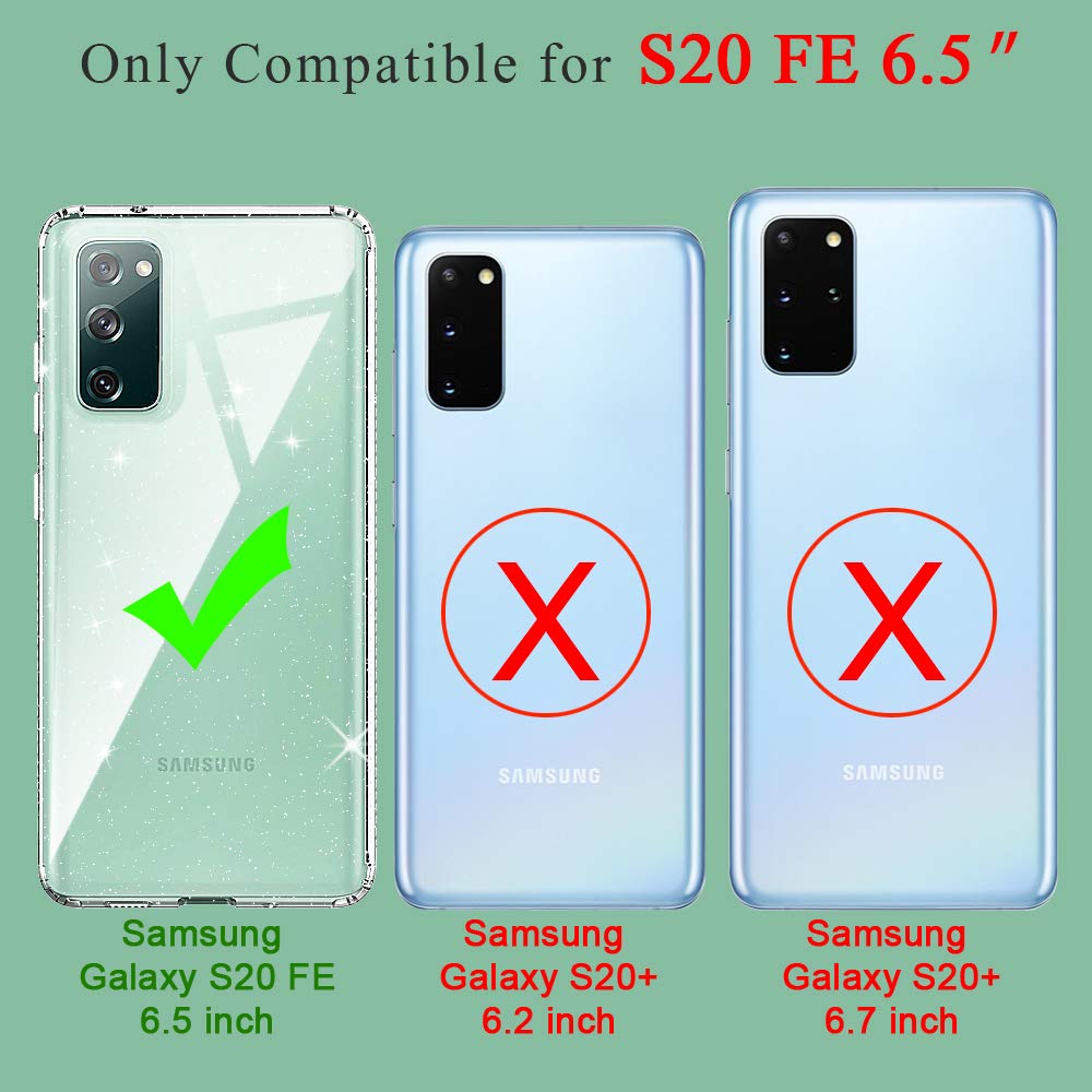 Annsd Galaxy S20 Fe Case(5G),Glitter Clear Sparkly Bling Slim Flexible Tpu Shock Absorption Rubber Full Body Protective Cover Fo