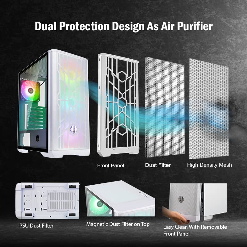 Bitfenix Nova Mesh Se Tg Argb Edition High Airflow Pc Gaming Case White Atx 4Xargb Fans Pre Installed Temper Glass Aura Sync/Mys