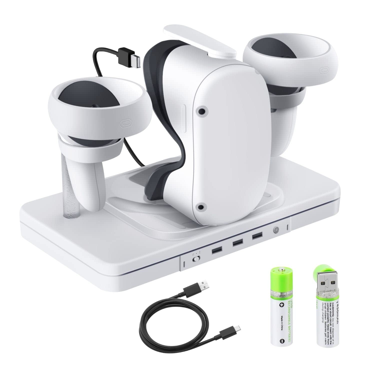 TNP Charging Dock for Oculus Quest 2 - VR Headset and Controller Charging Dock Station USB-C Cable Fast Charging and Data Transf