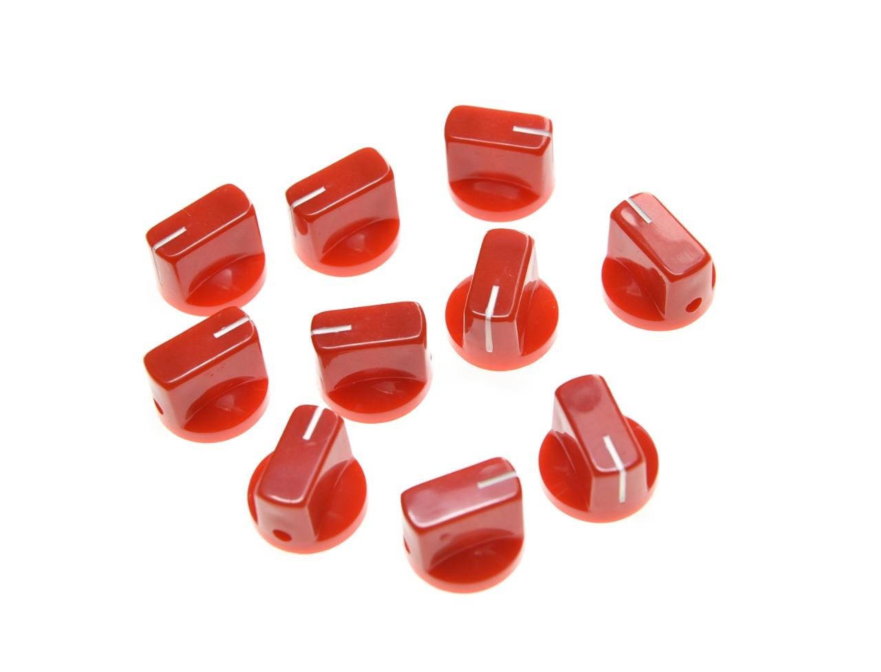 KAISH 10pcs Guitar AMP Effect Pedal Knobs Pointer Knob with Set Screw Red