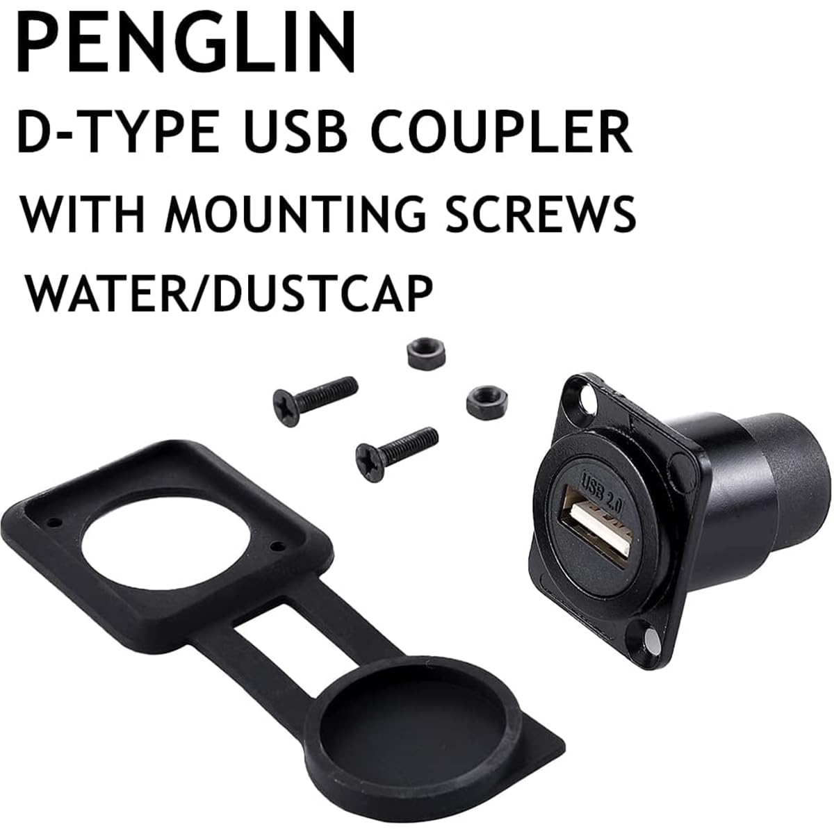 Penglin 5Pcs Usb 2.0 Type A Connector, Usb Female To Female Panel Mount Adapter D Type Usb Pass Through Bulkhead Extension Inter