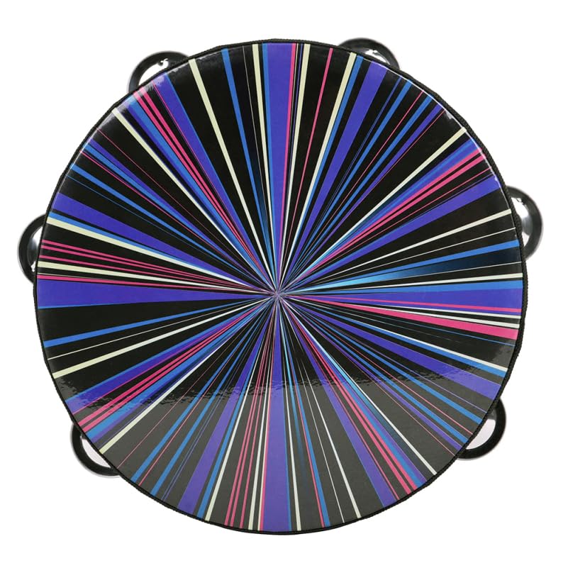 Radiant Tambourine Handheld Drum Bell: Double Row Tambourines 8 Inch Musical Instrument Reflective Hand Drum for Church KTV Part