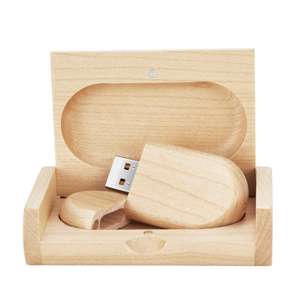 Garrulax Usb Flash Drive, Wooden 8Gb / 16Gb / 32Gb Usb2.0 Usb Memory Stick Date Storage Pendrive Thumb Drive(32Gb, Ellipse Maple