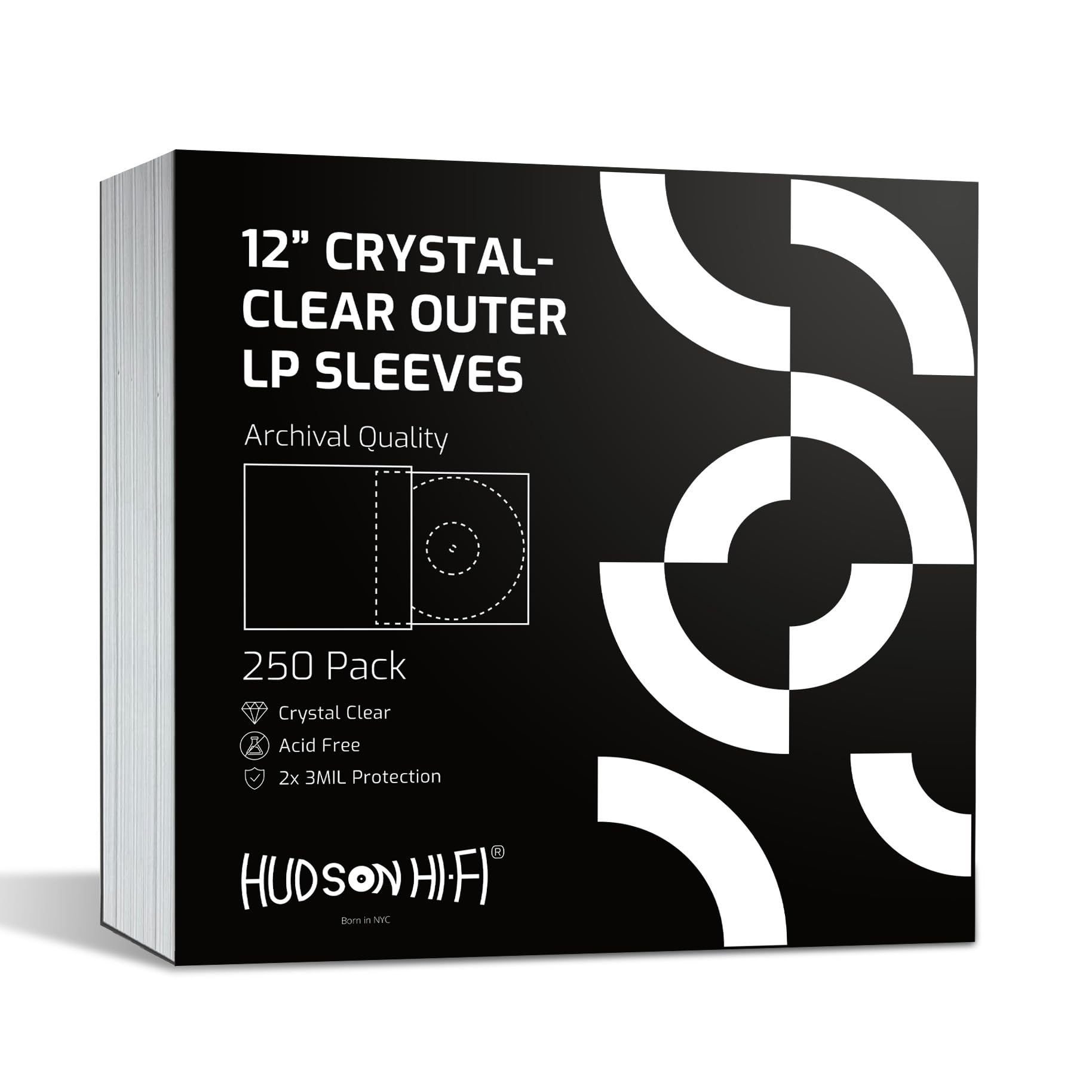 Hudson Hi-Fi Anti-Static Vinyl Record Sleeves - Durable Clear Disc Sleeves- Protect Your LP Albums from Scratches, Dust & Dirt -