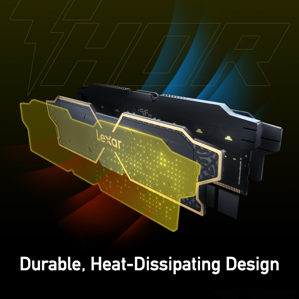 Lexar 32Gb (2X16Gb) Thor Oc Ddr5 Ram 5600Mt/S Cl36 1.25V Desktop Memory With Heatsink, Amd Expo And Intel Xmp 3.0, Black (Ld5U16