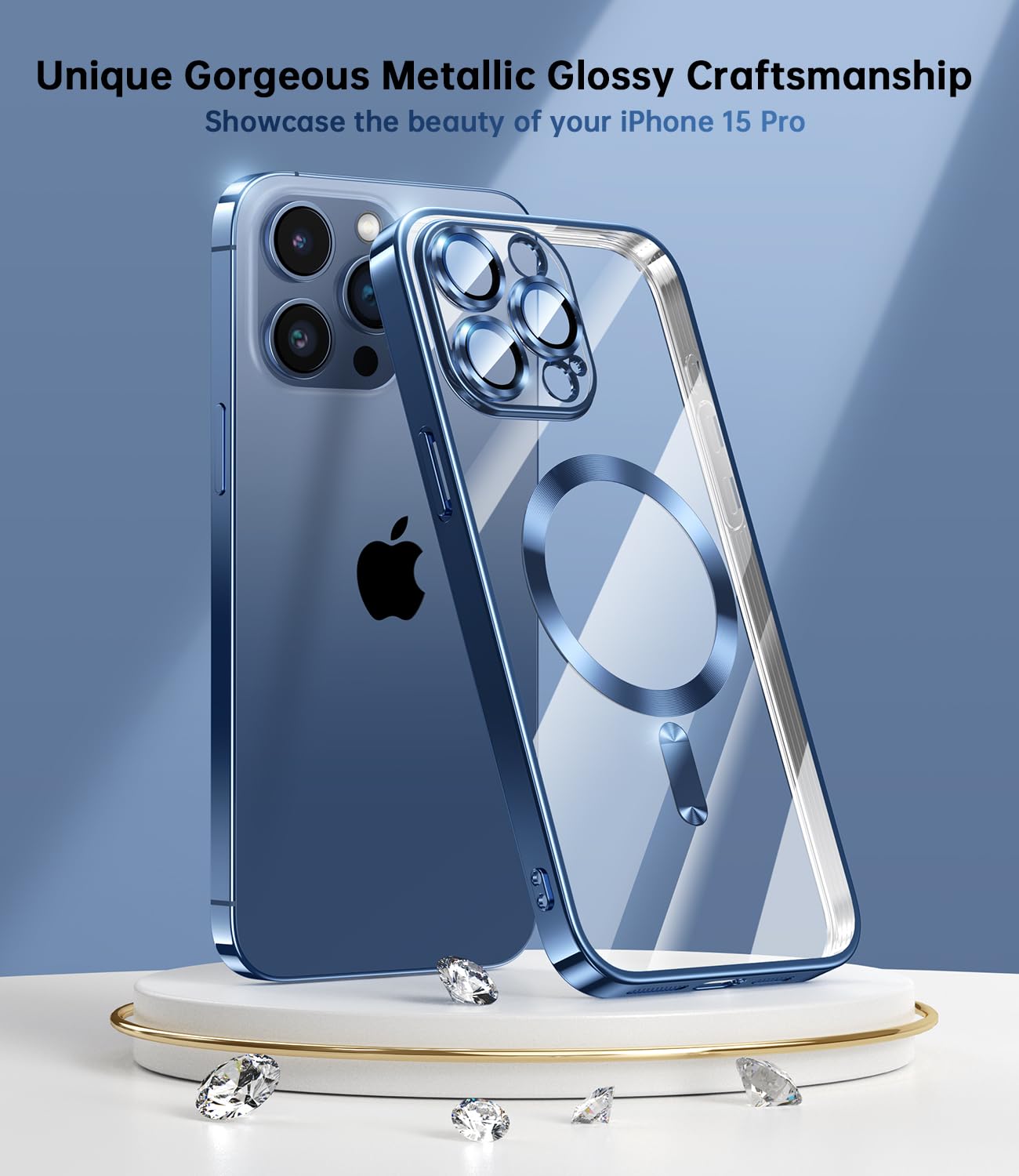Waldeng Official Color Match For Iphone 15 Pro Case With Integrated Camera Lens Protector, [Compatible With Magsafe][Mil Grade S