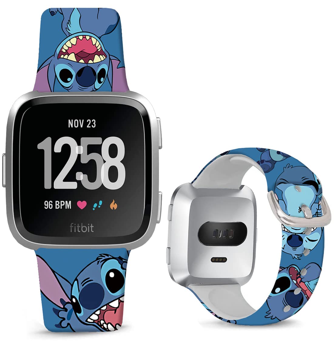 Sjiangqiao Stitch Bands Compatible With Fitbit Versa & Versa Se Smart Watch Soft Silicone Chic Cute Cartoon Sports Band Lovely S