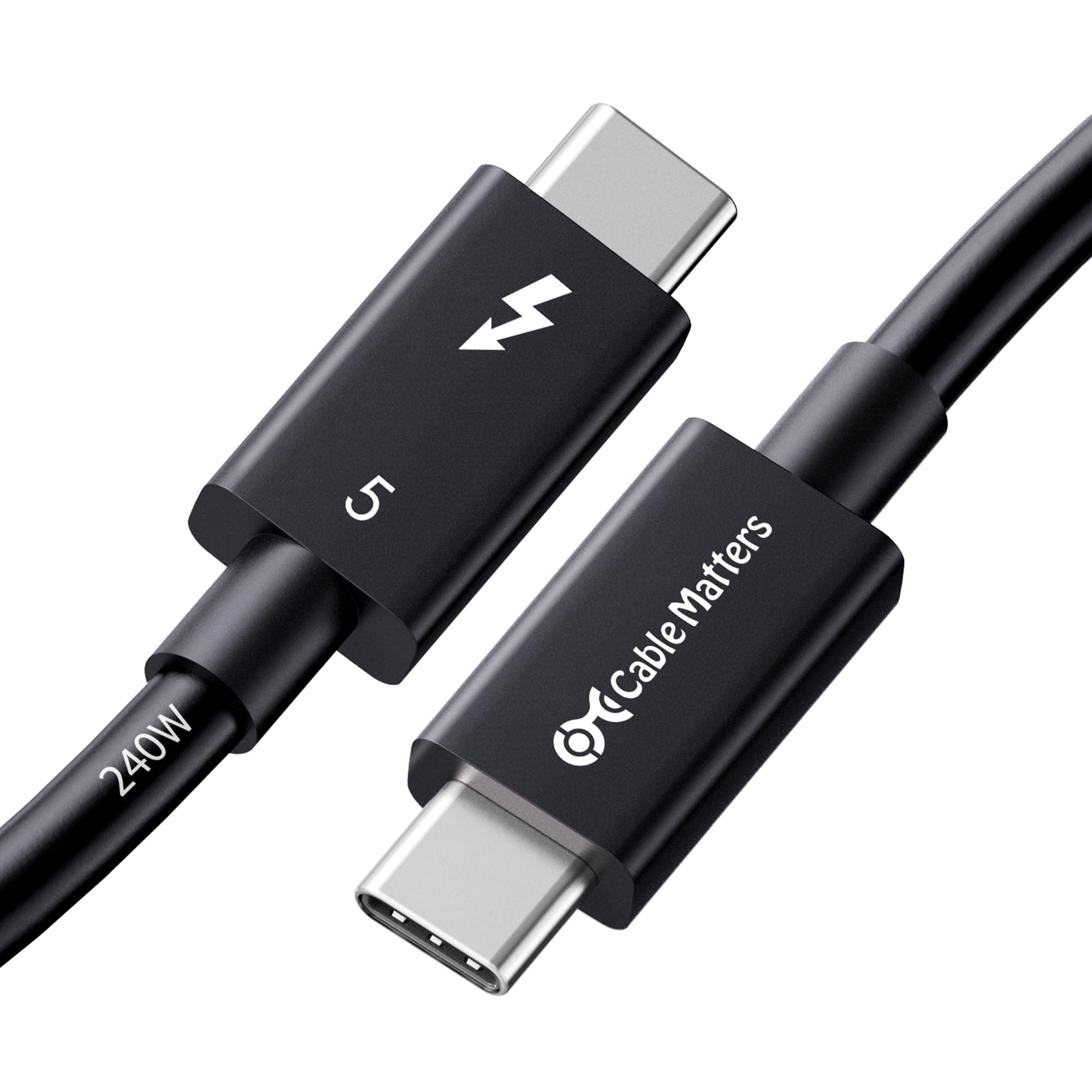 Cable Matters [Intel Certified] 80Gbps Thunderbolt 5 Cable with up to 120Gbps Bandwidth Boost and 240W Charging in Black   0.5m / 1.6ft, Compatible with Thunderbolt 4, USB4, Thunderbolt 3 and USB C