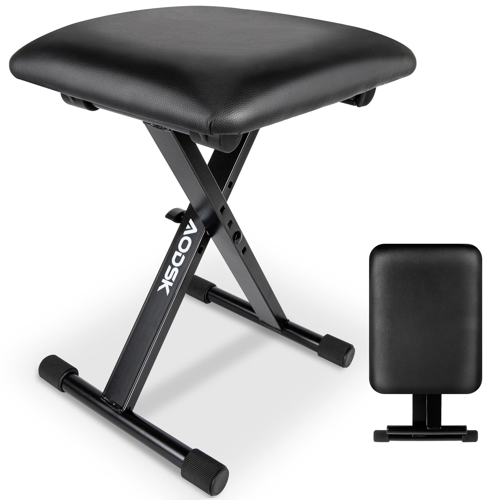 Aodsk Keyboard Bench X Style Cushion Padded,Piano Bench Adjustable Collapsible Stool Chair Seat,Flame Retardant Cotton,Non Skid
