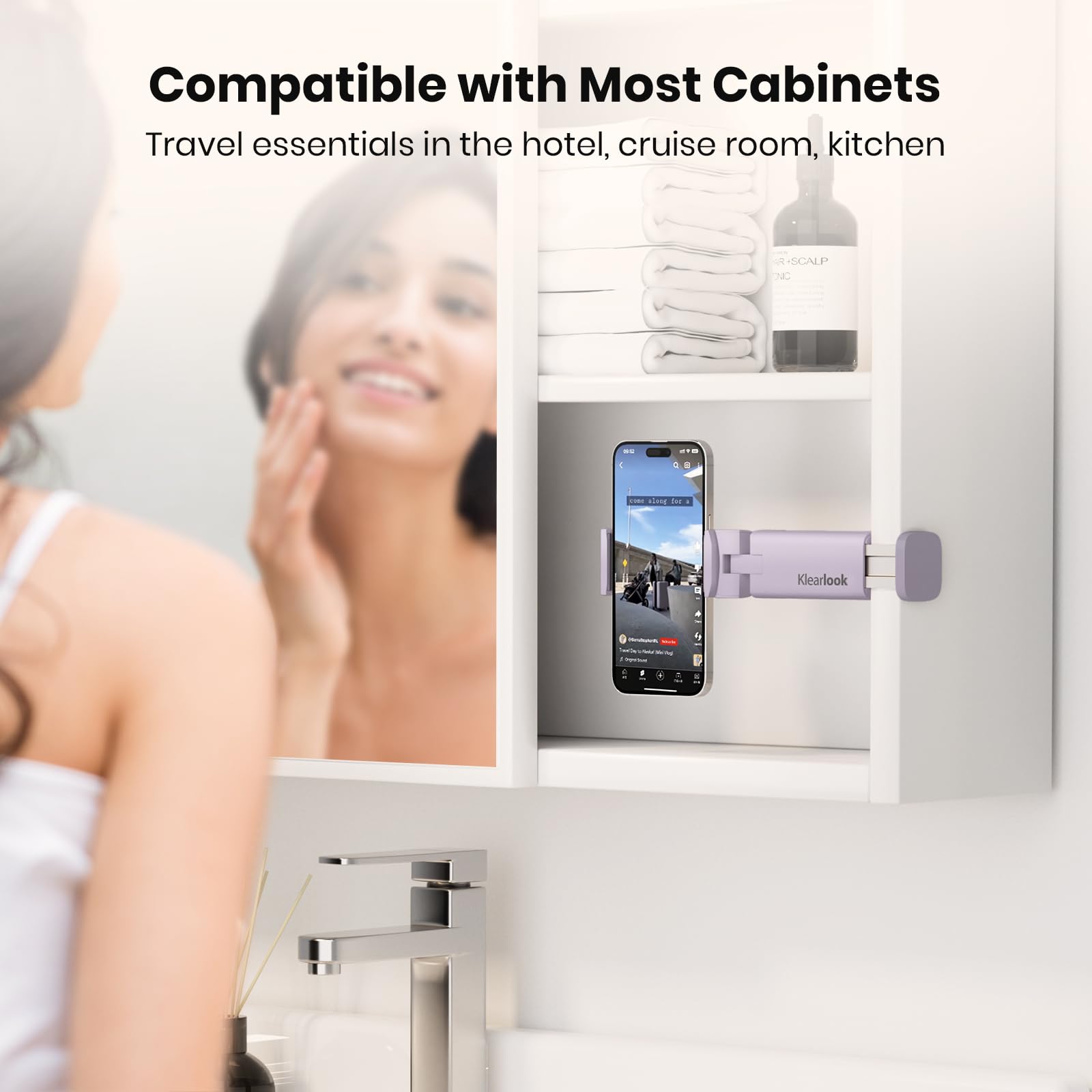 Airplane Travel Essentials Phone Holder, Klearlook Universal Flight Essentials Phone Mount With Multi-Directional 360 Rotation,