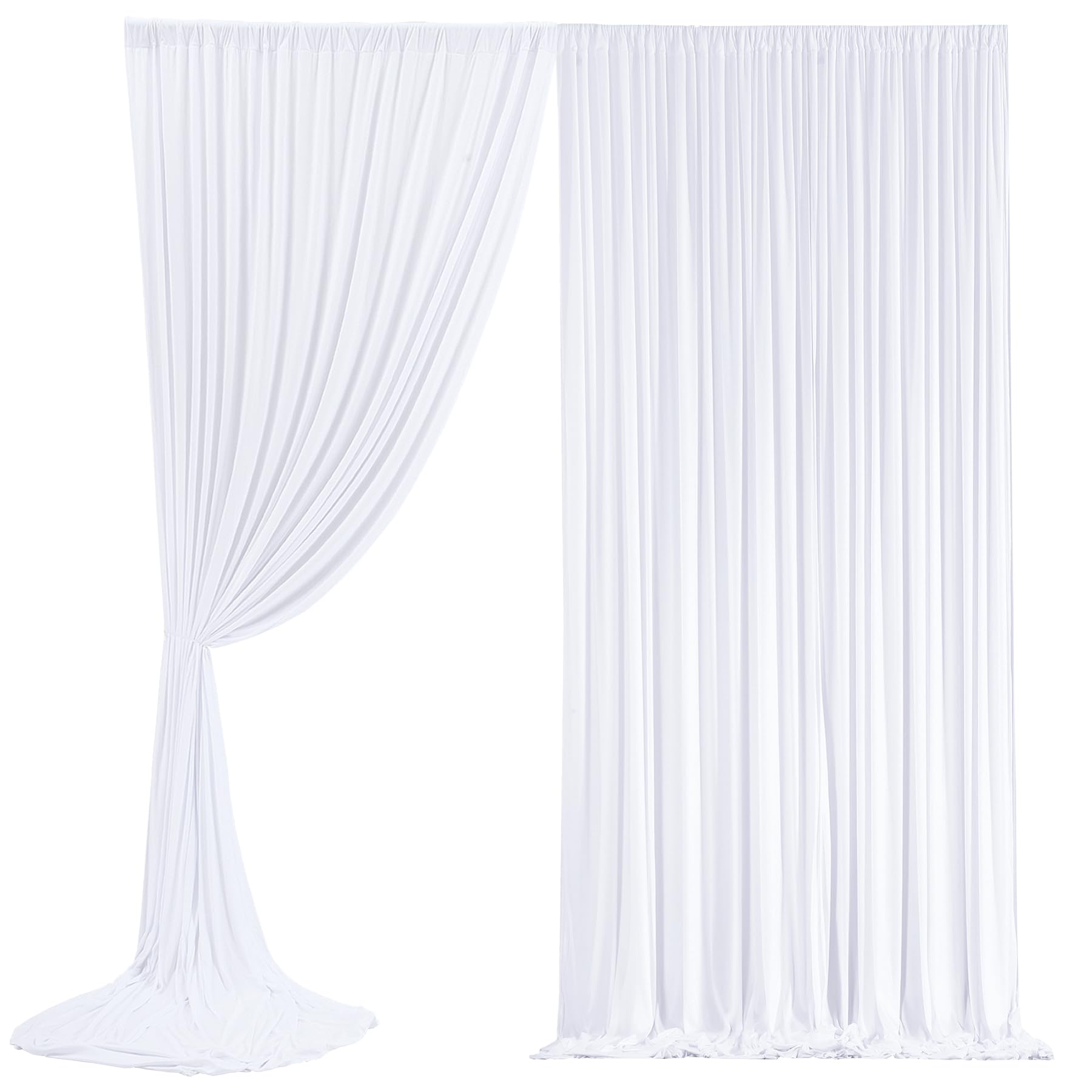 10Ft X 12Ft White Backdrop Curtains Panels For Party Wrinkle Free Fabric Backdrop Drapes Decorations Cloth For Wedding Baby Show