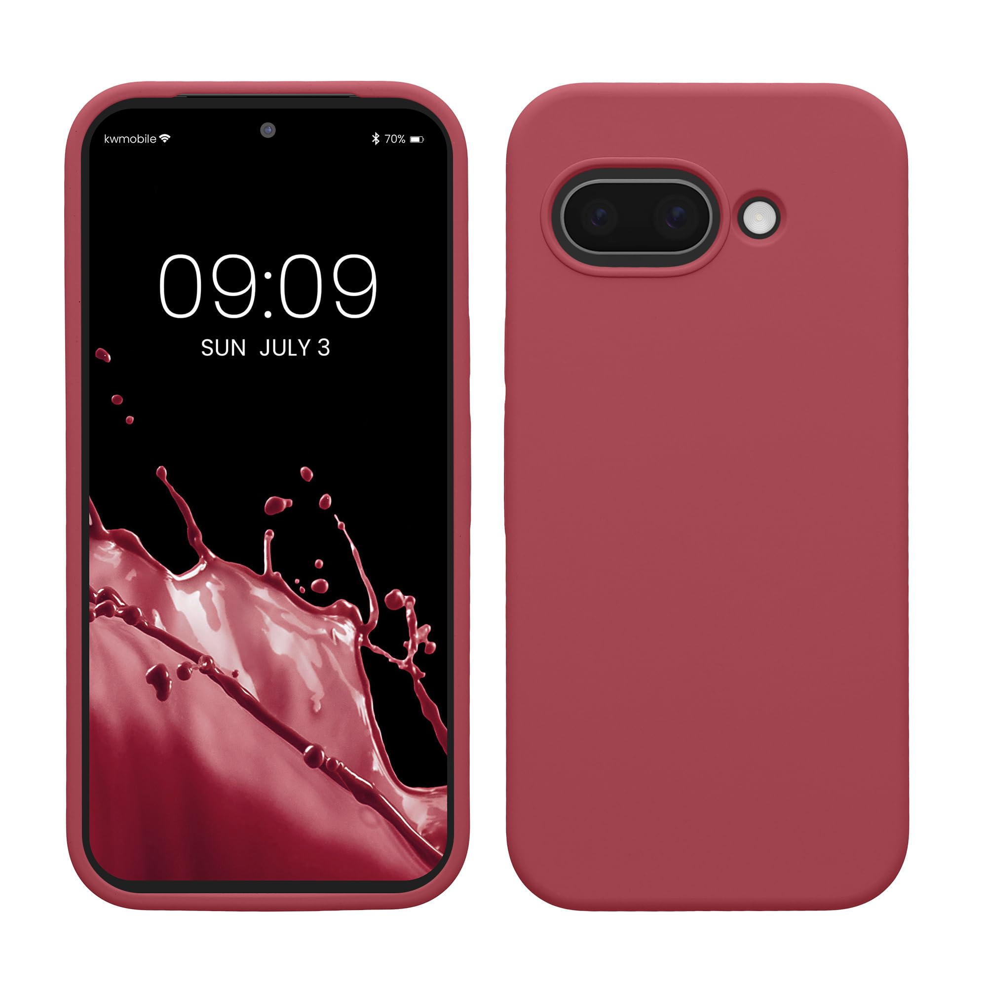 kwmobile Case Compatible with Google Pixel 9a Case - TPU Silicone Phone Cover with Soft Finish - Dark Rose