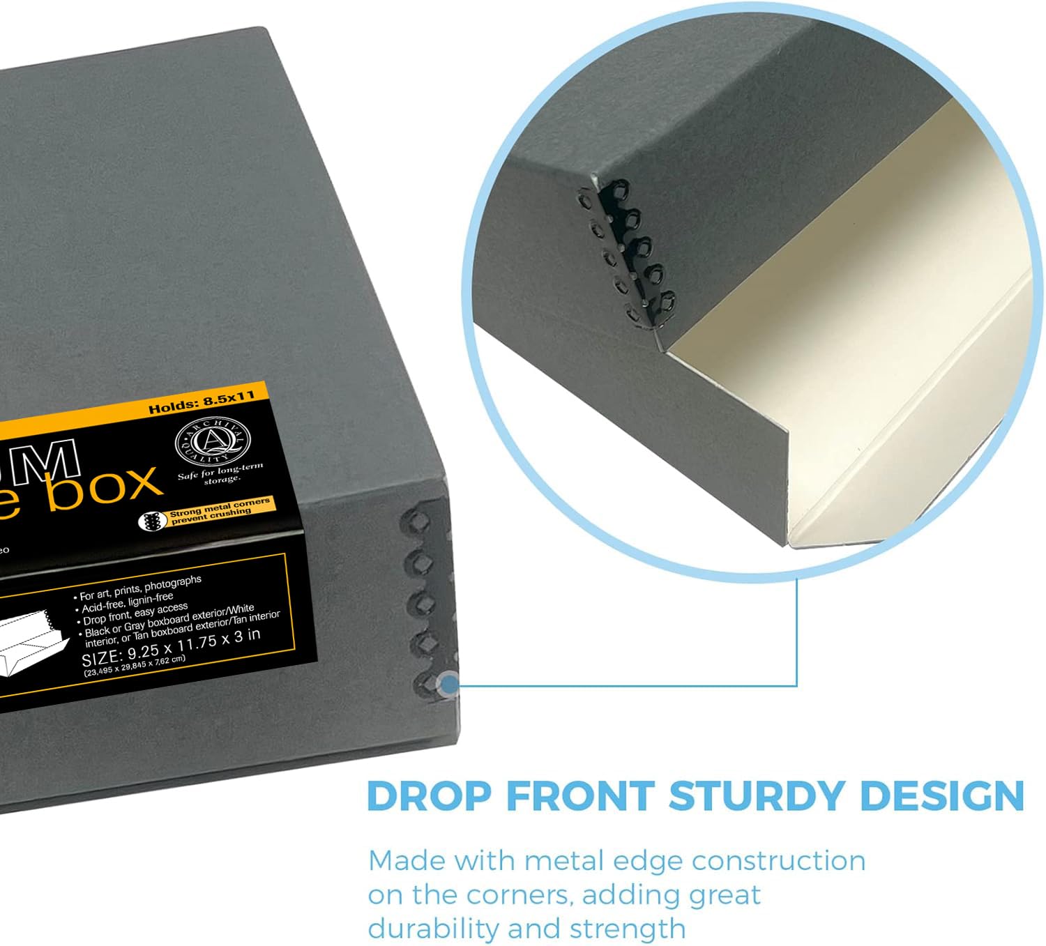 Lineco Museum Storage Box With Removable Lid And Drop Front 8.5'' X 11'' X 3''. Archival. Preserves Longevity, Store Photos, Doc