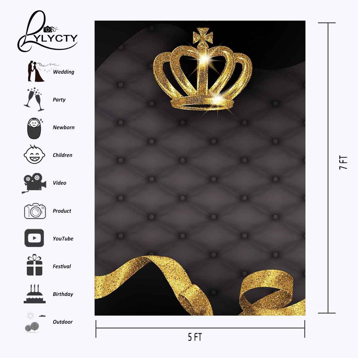 Lylycty 5X7Ft Crown Backdrop Bling Crown Grey Sofa Photography Background And Studio Photography Backdrop Props Lyge813