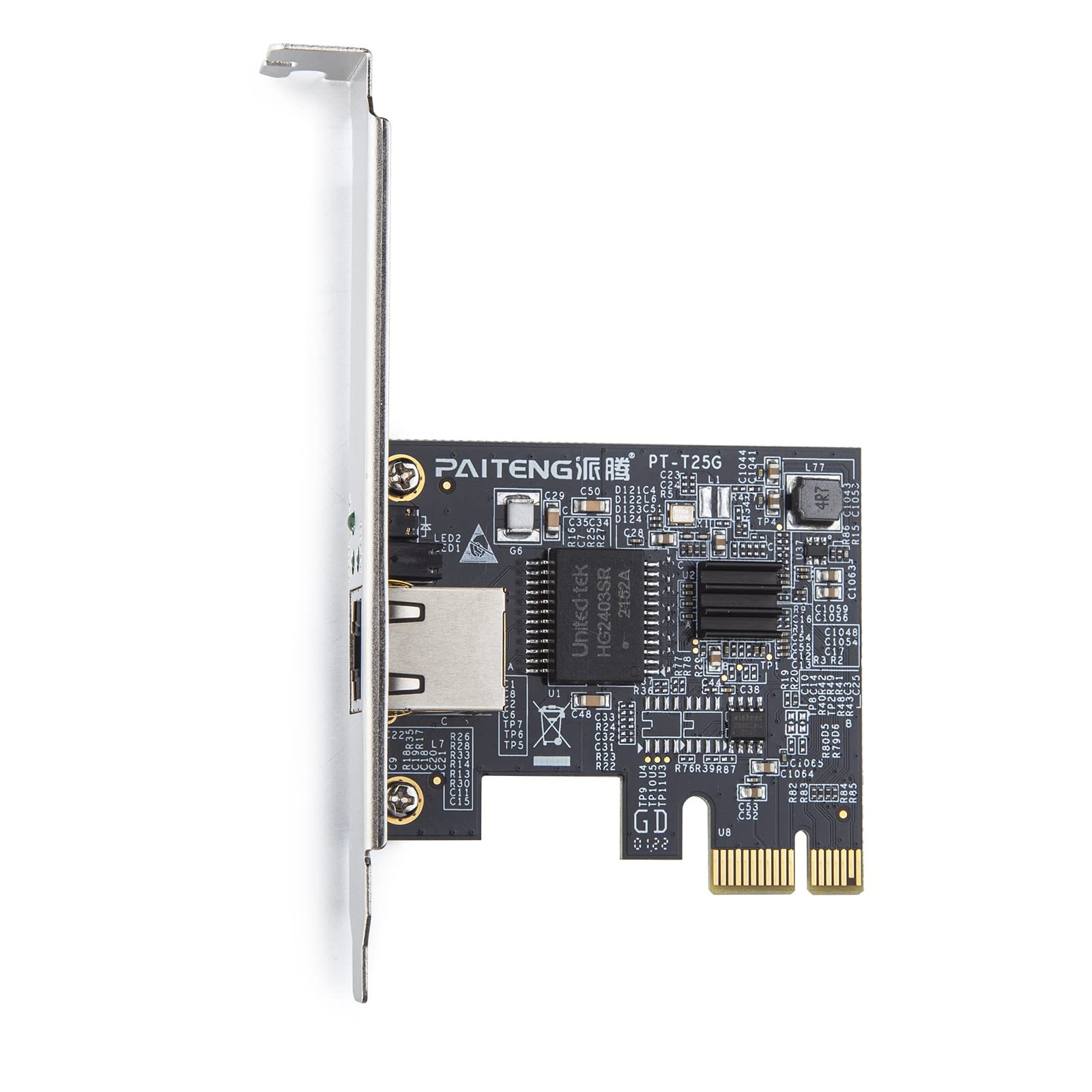 2.5Gbase T Pcie Network Adapter, Nic With Realtek Rtl8125 Chip, 2.5Gb Gigabit Ethernet Lan Network Card, 2500/1000/100Mbps, Sing
