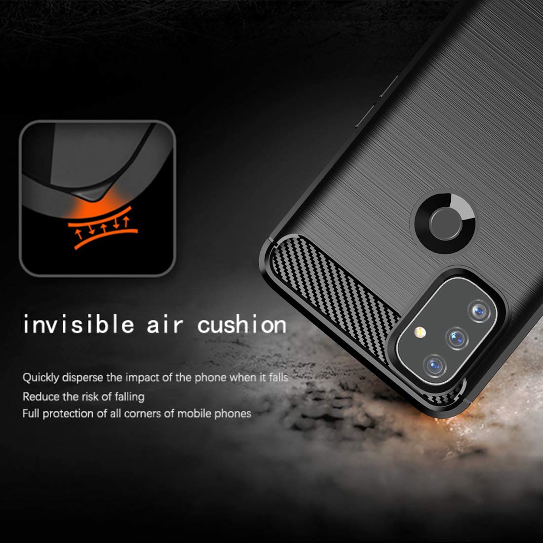 Osophter For Oneplus Nord N100 Case Shock Absorption Flexible Tpu Rubber Protective Cell Phone Cover For Oneplus Nord N100(Black