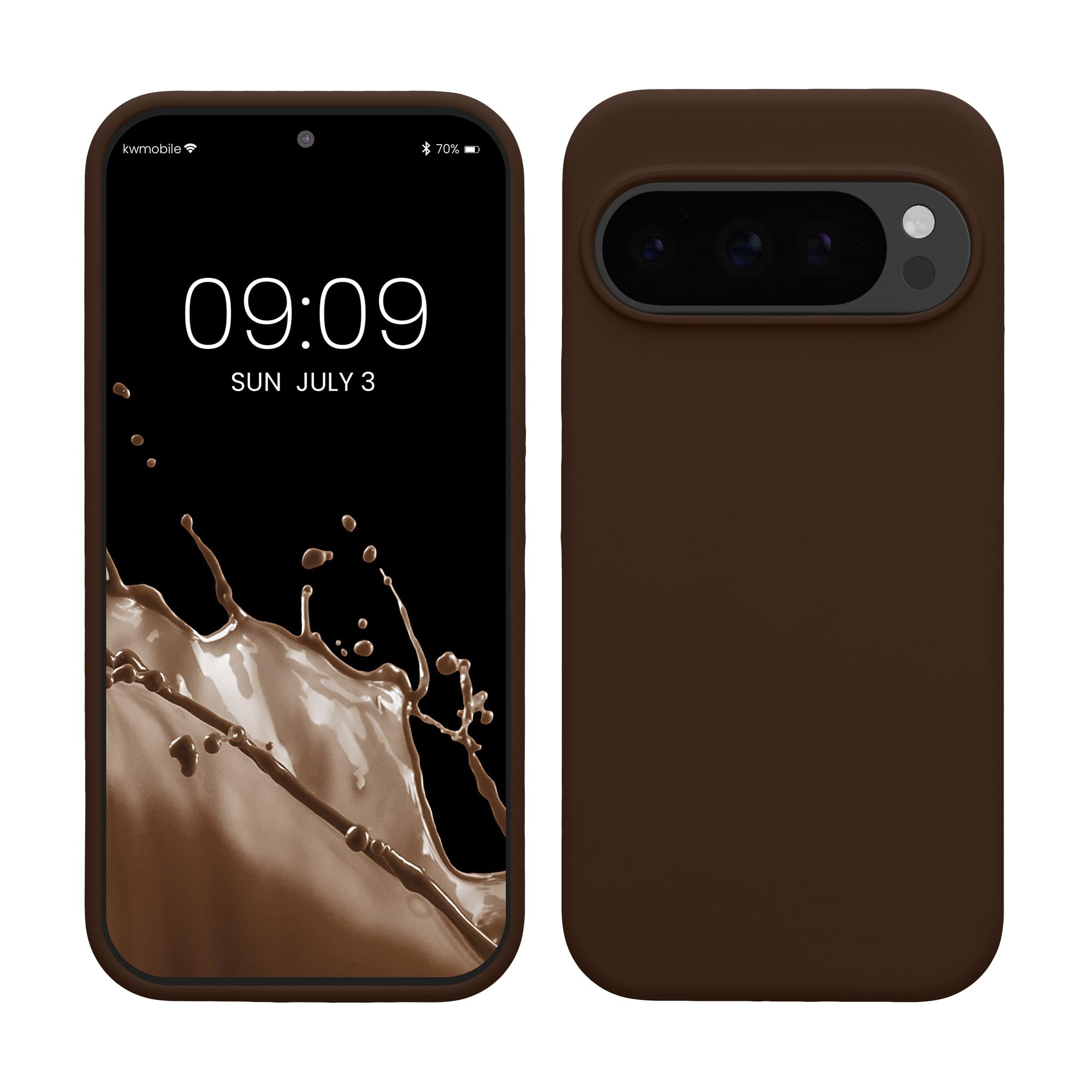 kwmobile Case Compatible with Google Pixel 10 / Pixel 10 Pro Case - TPU Silicone Phone Cover with Soft Finish - Chocolate