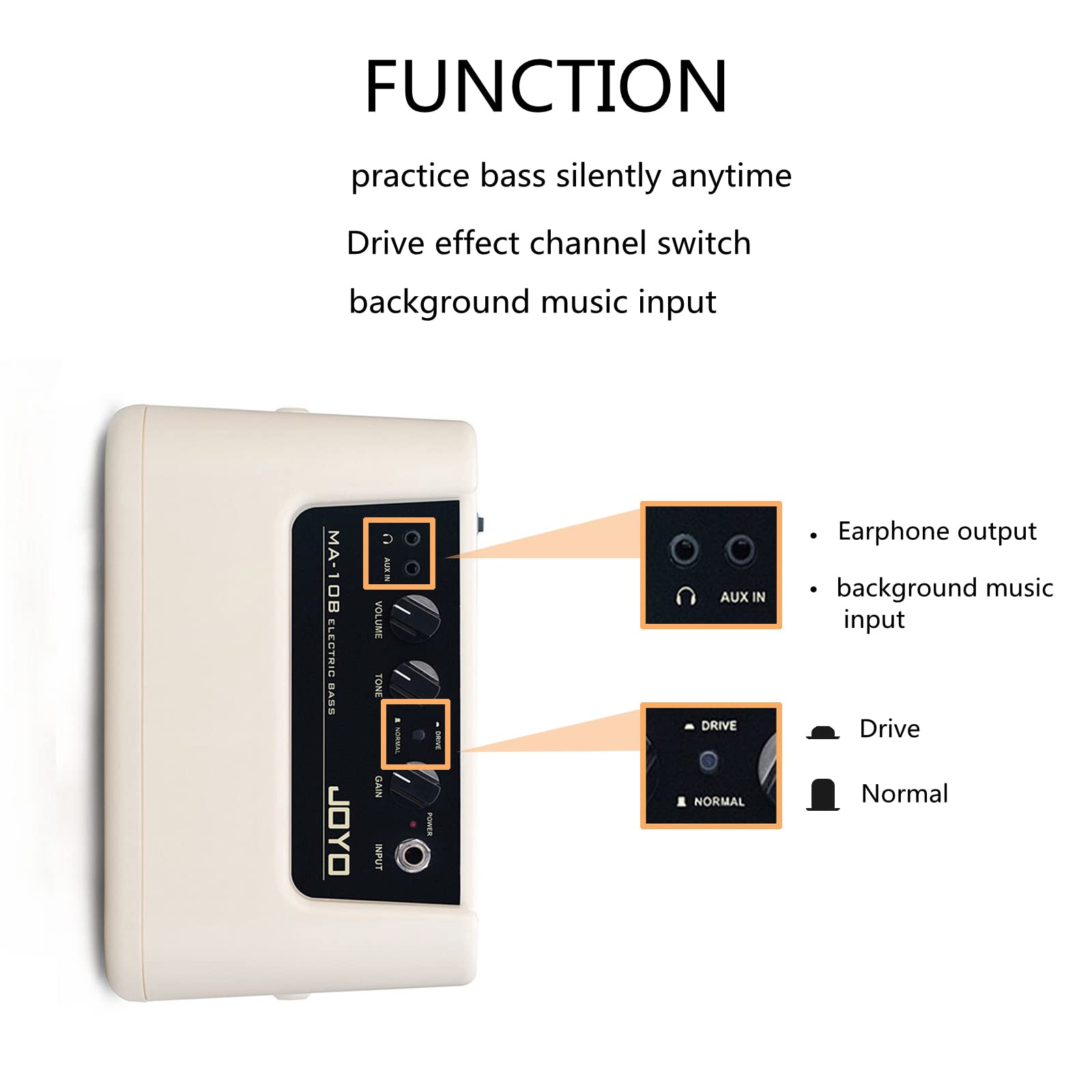 Sunyin Bass Amp Combo Portable 10W Bass Amplifier With 10Ft Guitar Cable Ma-10B Dual Channel Mini Bass Amplifier Practice Bass I