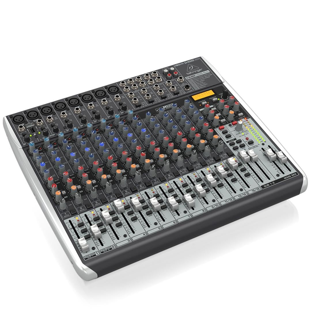 Behringer Xenyx Qx2222Usb Premium 22 Input 2/2 Bus Mixer With Xenyx Mic Preamps And Compressors, Klark Teknik Multi Fx Processor