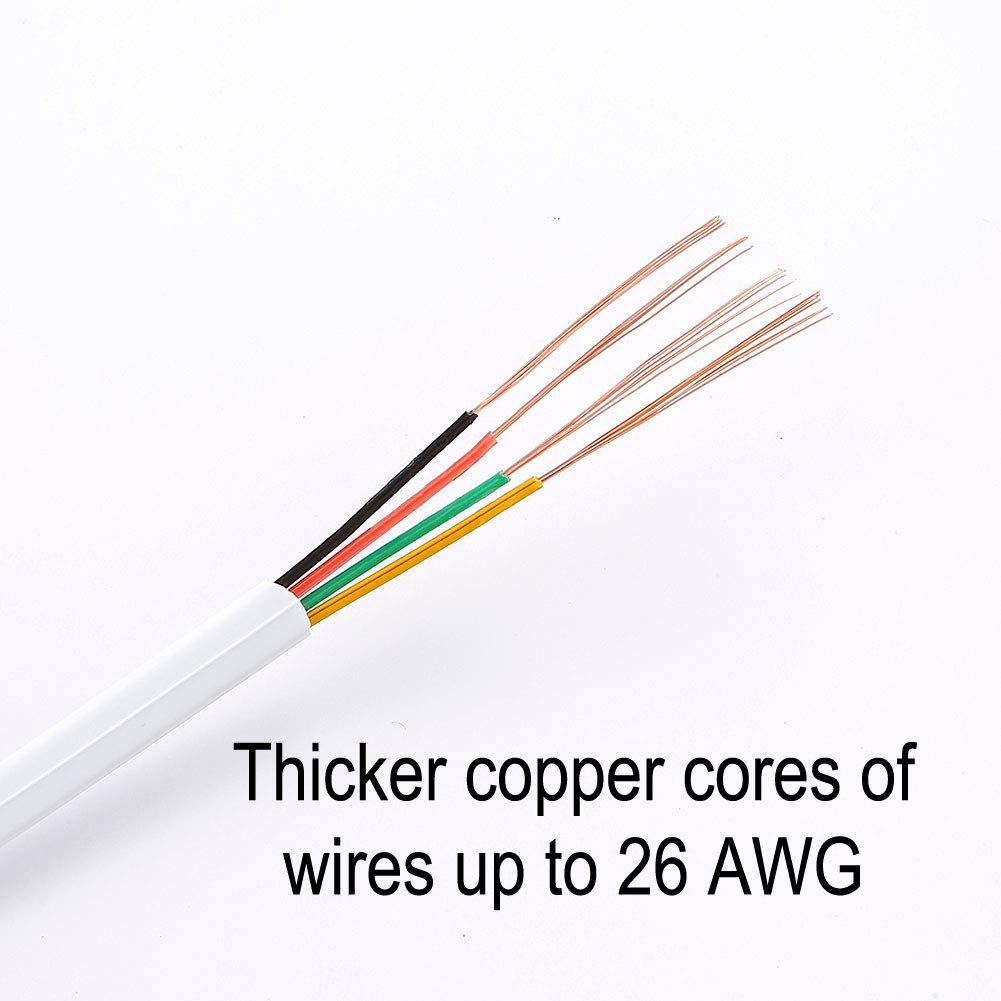 Telephone Extension Line Cord Cable Wire, Land Phone Line, White, 25Ft, Standard Rj11 Plugs