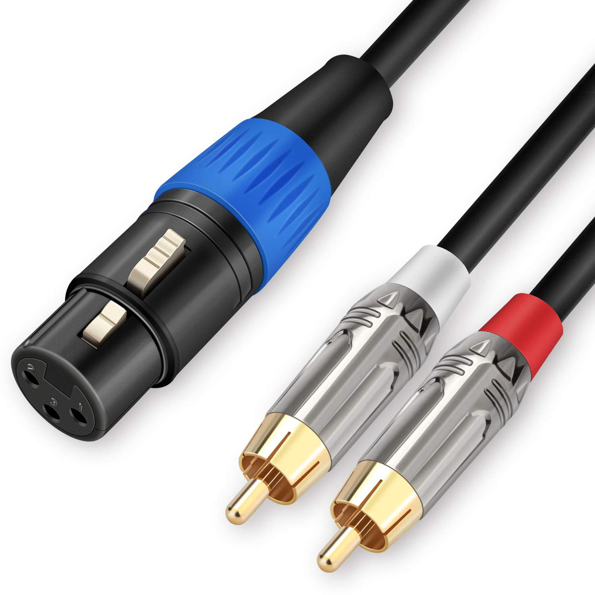 Jolgoo Unbalanced Xlr Female To Dual Rca Y Splitter Breakout Cable, 1 Xlr Female To 2 Rca Male Y Breakout Cable Adapter Cord, 10