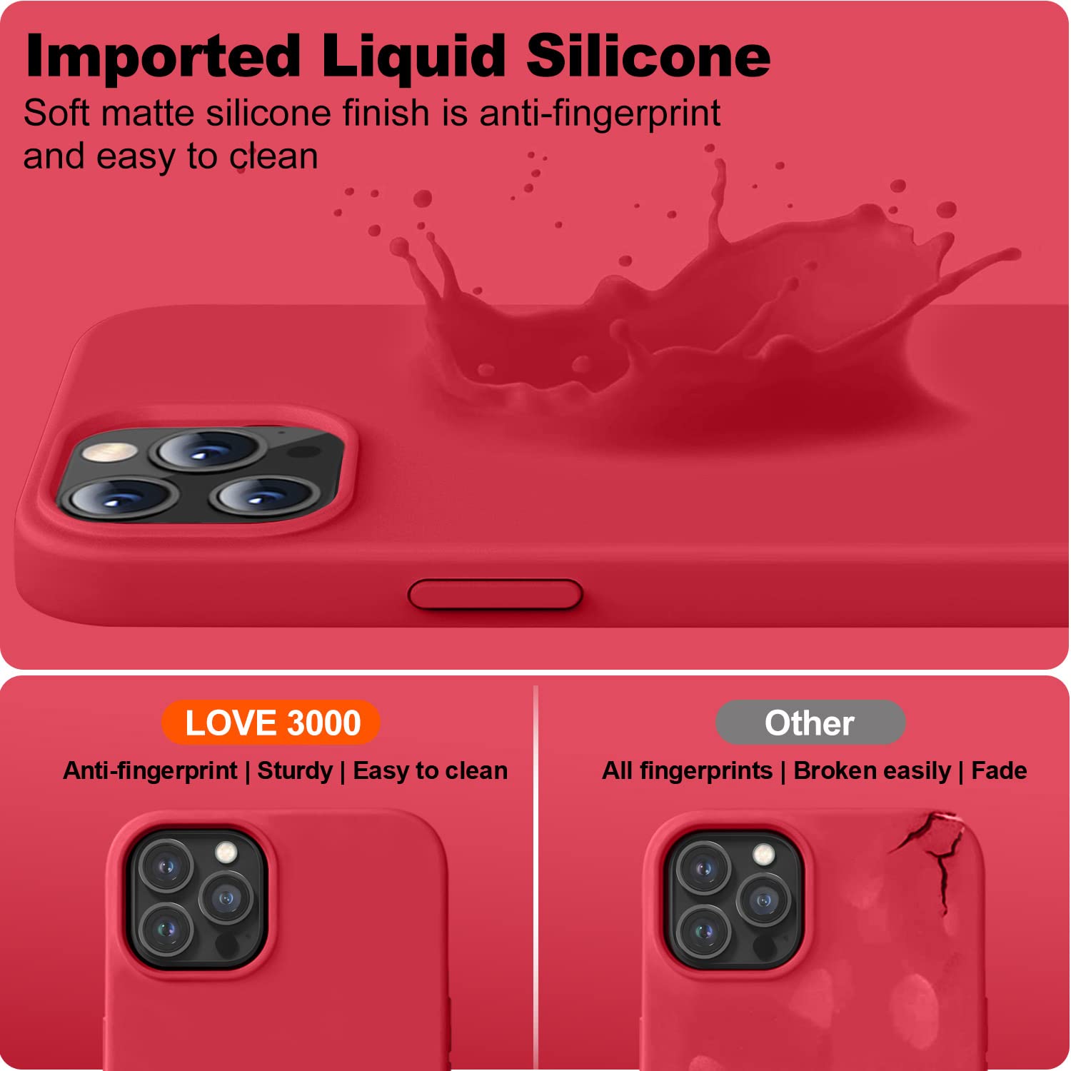 Love 3000 Compatible With Iphone 13 Pro Max Phone Case | Thickening Liquid Silicone | Anti Scratch Microfiber Lining | Full Body