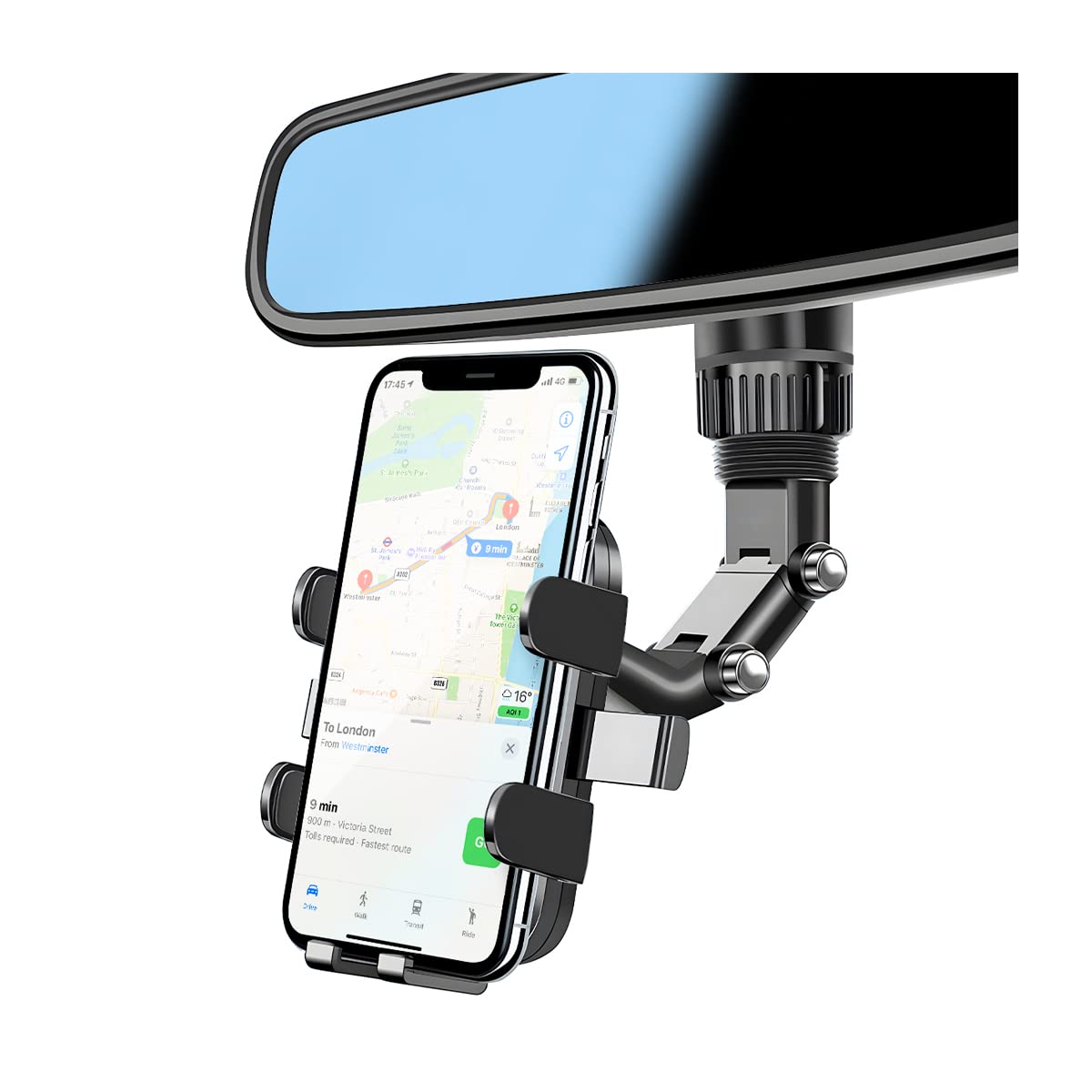 Aukepo Rearview Mirror Phone Holder, 360 Rotatable And Retractable Car Phone Mount, Multifunctional Rear View Mirror Holder For