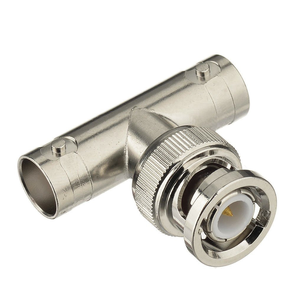 Eightwood Bnc Tee Adapter 2 Pack, Bnc Male To Dual Bnc Female Connector 3 Way Video Splitter For Cctv Security Cameras