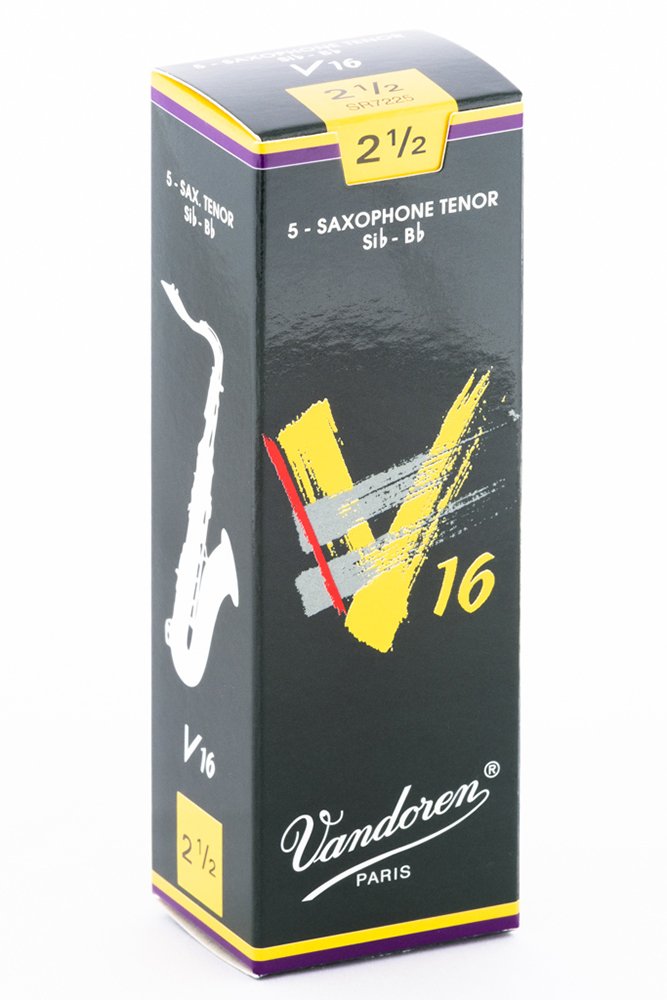 Vandoren SR7225 Tenor Sax V16 Reeds Strength 2.5; Box of 5, Black